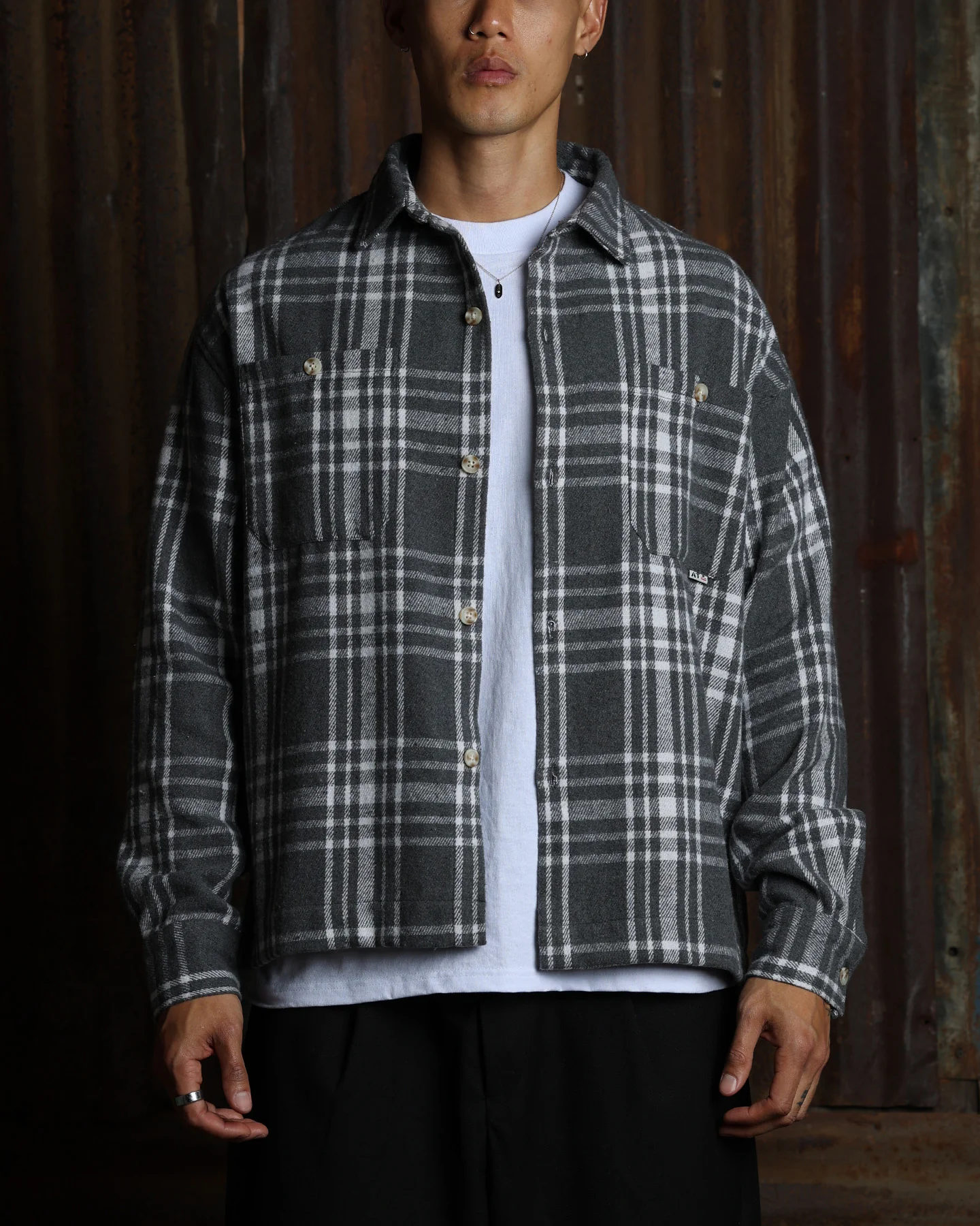 American Thrift Utility Flannel Shirt Grey