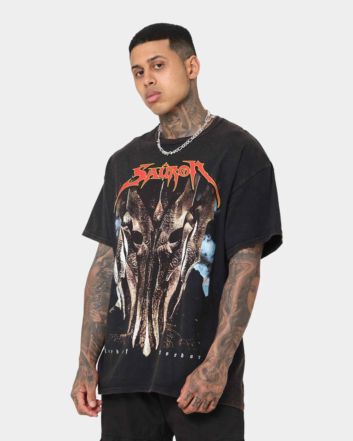 73Studio X The Lord Of The Rings Sauron Vintage T-Shirt Black Wash