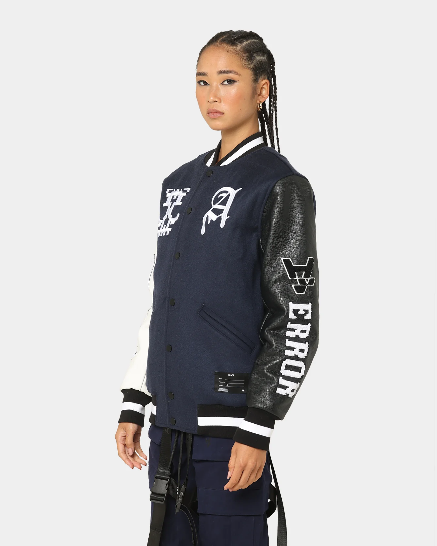 The Anti Order Dead Pixel Leather Varsity Jacket Jacket Navy/Black