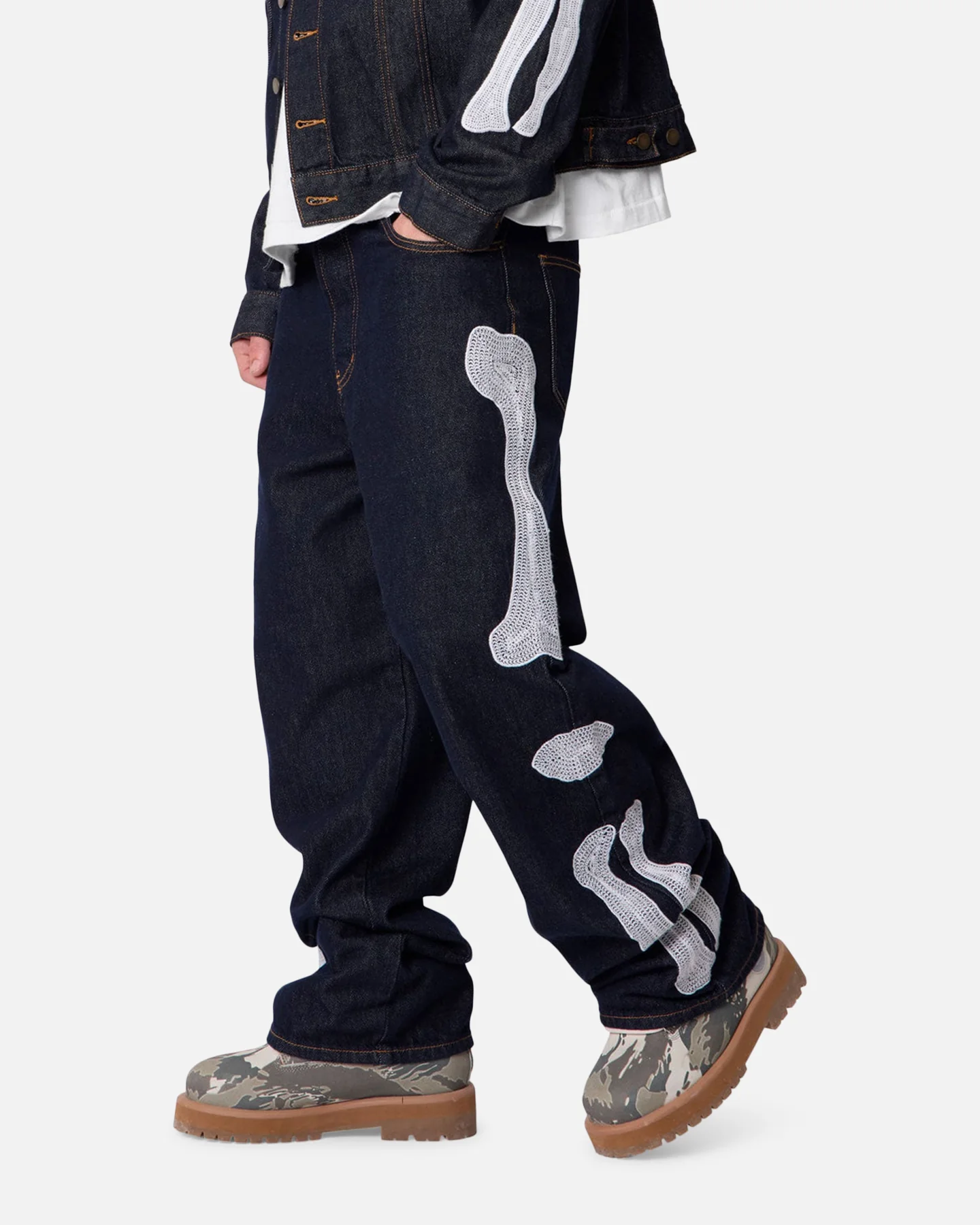 MNML Raw Skeleton Baggy Denim Jeans Rinse Indigo