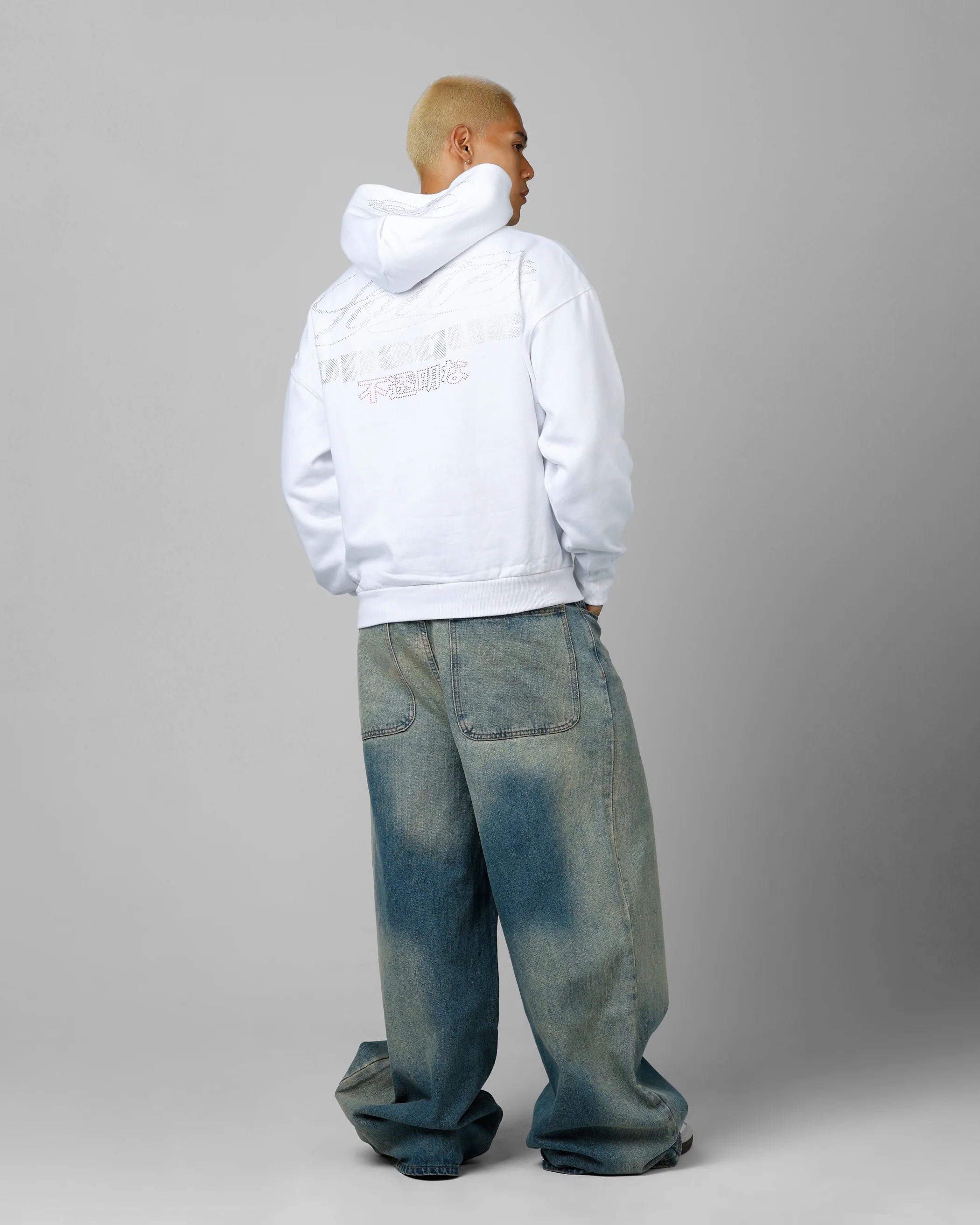 Loiter Opaque Rhinestone Premium Hoodie Off White