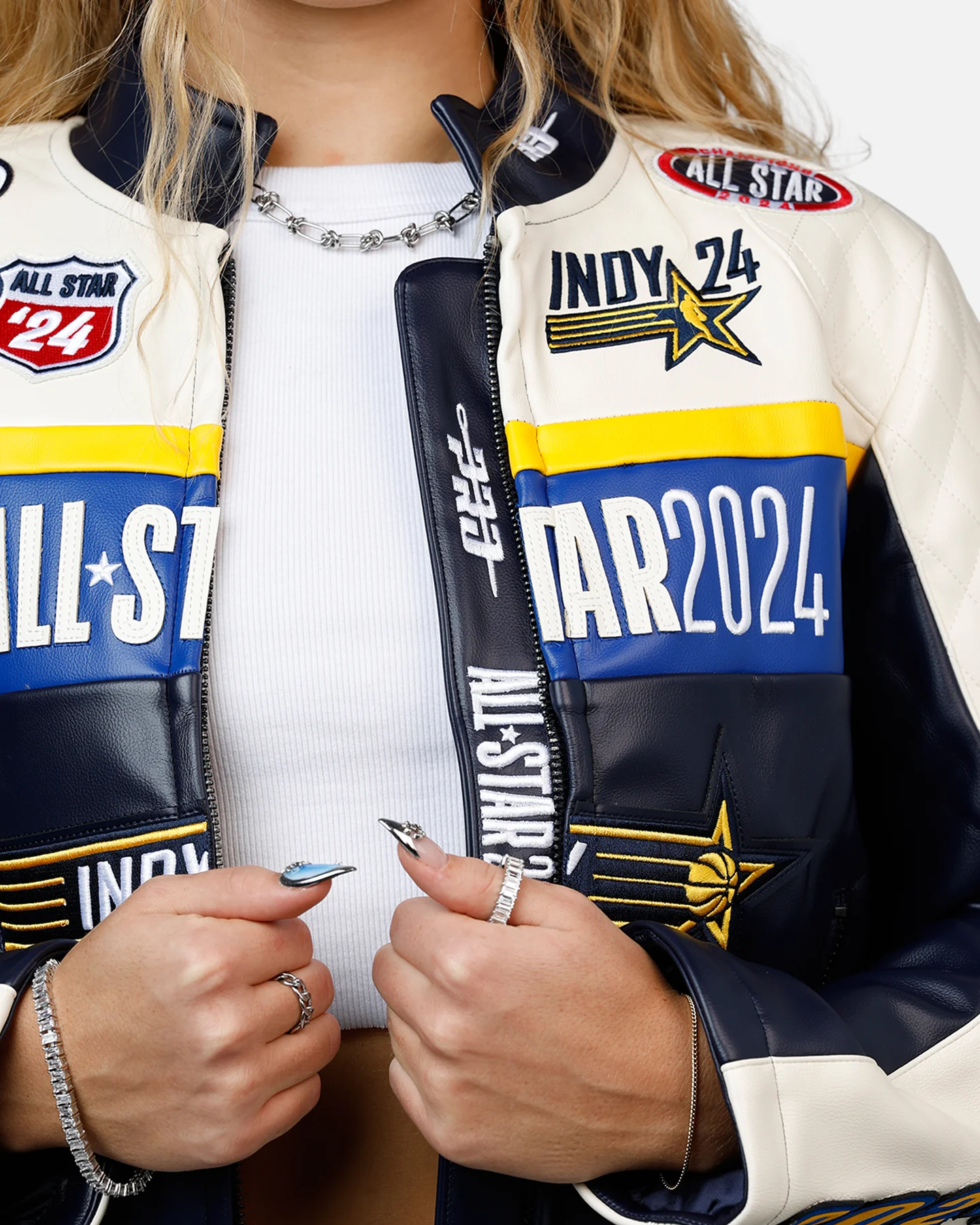 Pro Standard Women's NBA All-Stars Leather Jacket Eggshell/Midnight