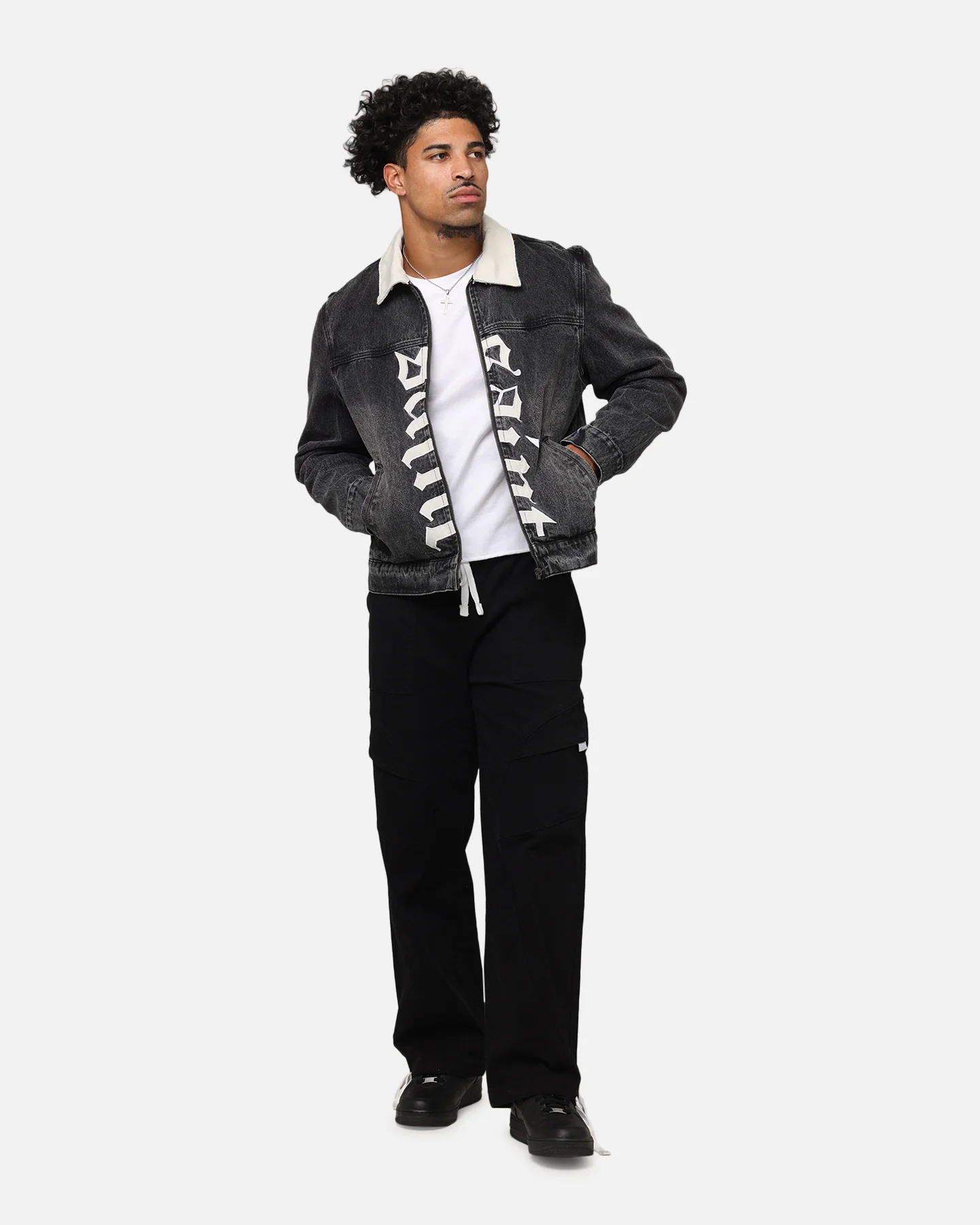 Saint Morta Gothic Distressed Denim Jacket Black Shadow