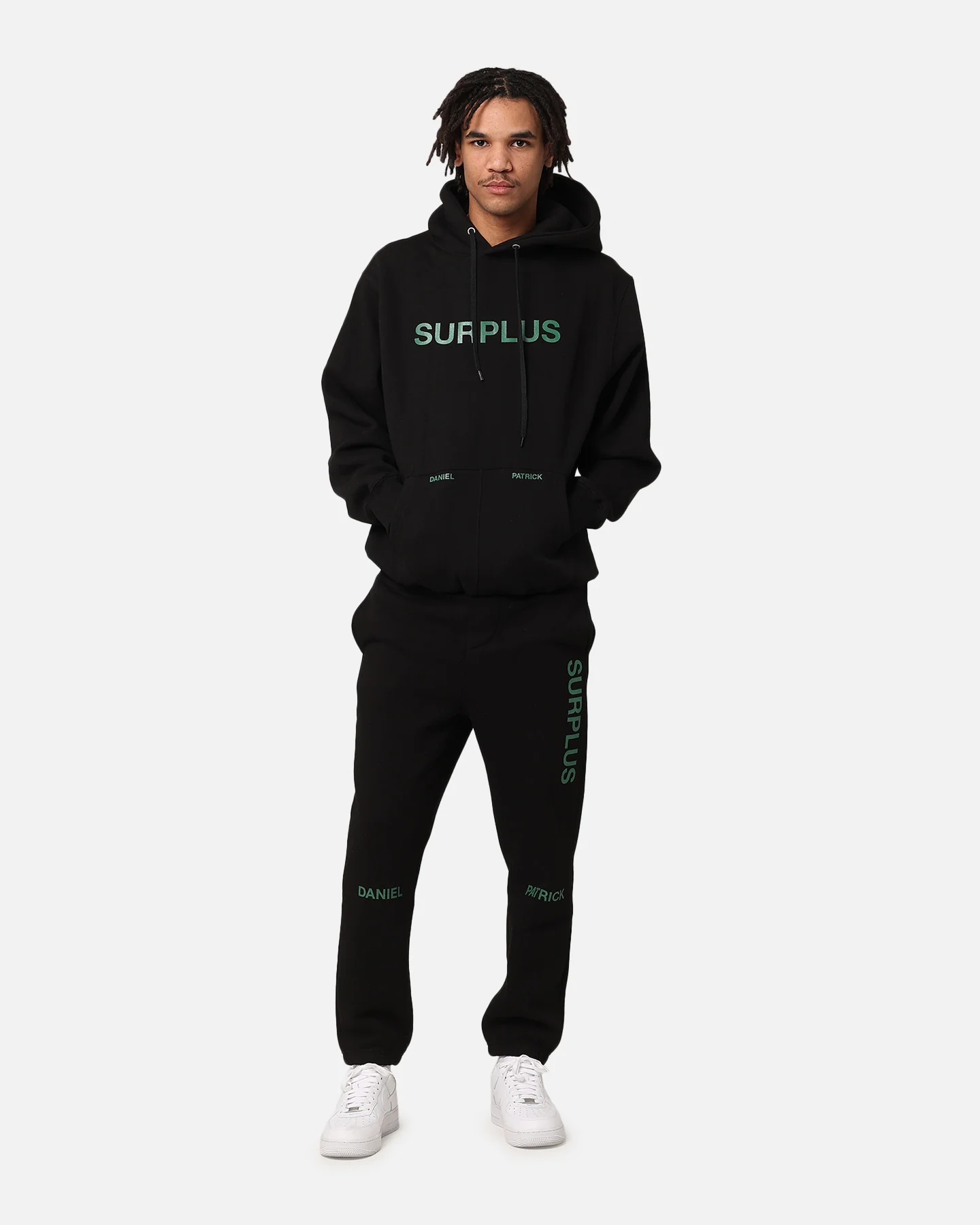 Daniel Patrick Surplus Logo Hoodie Black/Hunter Green
