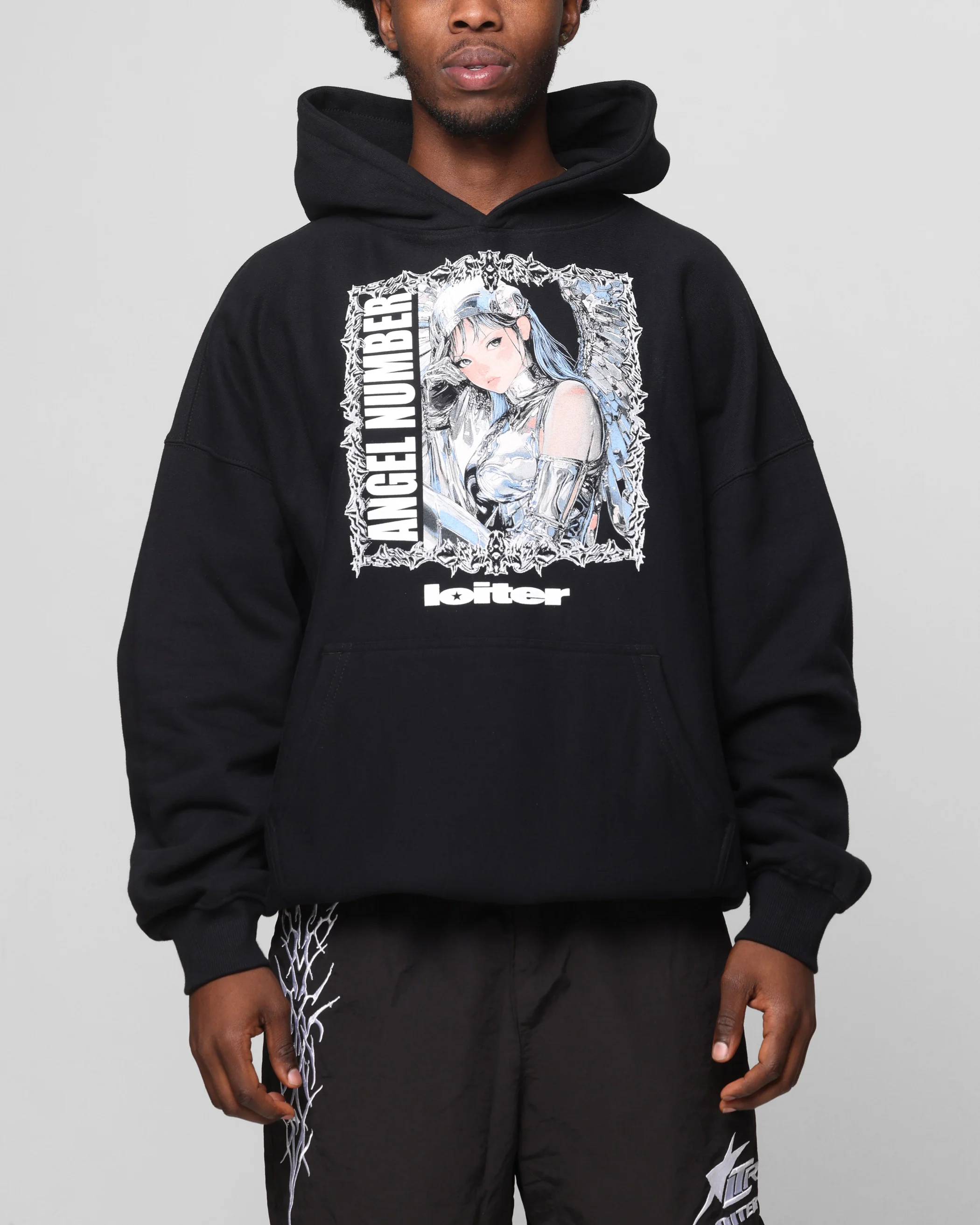 Loiter Angel Number Hoodie Black
