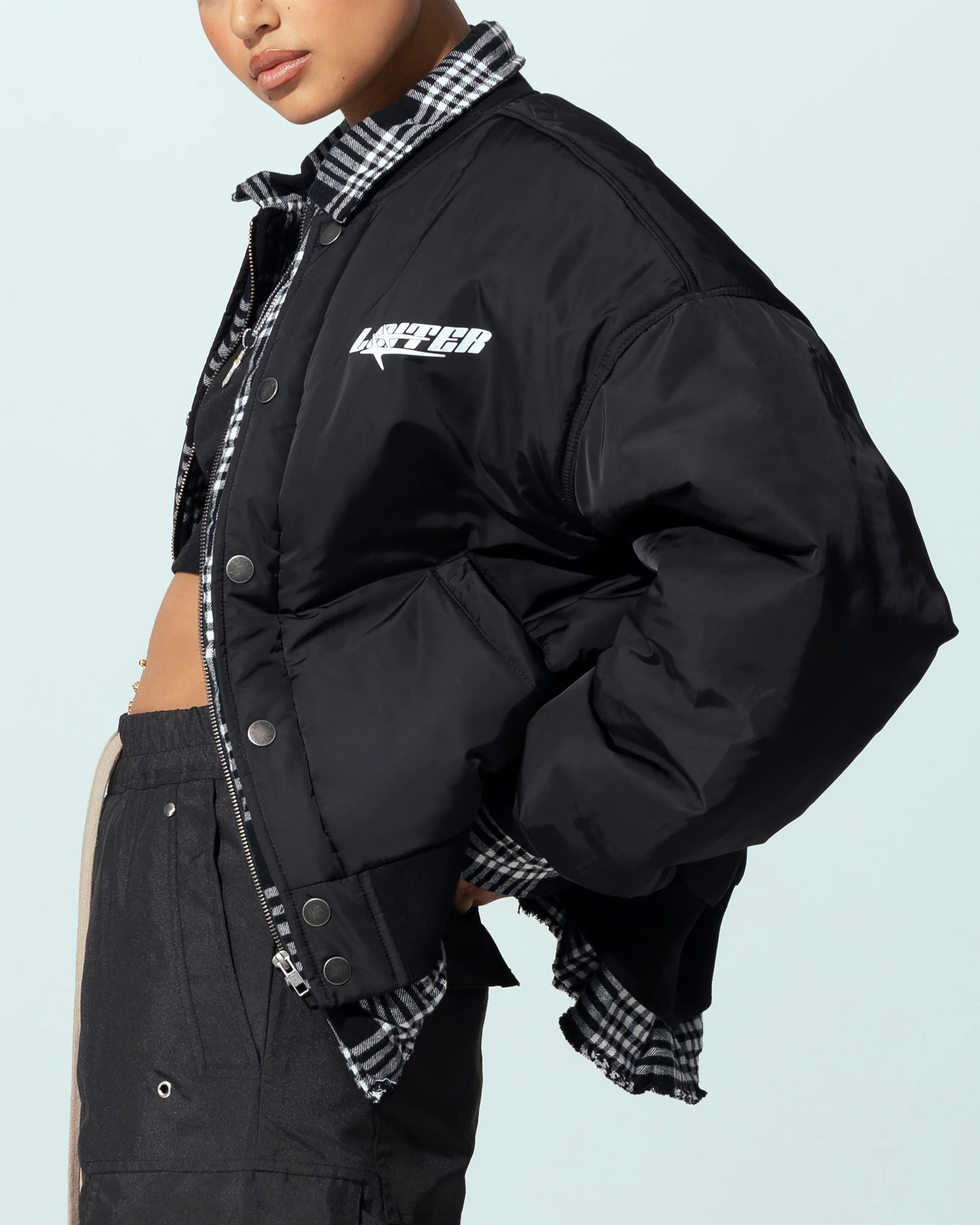 Loiter Shadow Layered Bomber Jacket Black