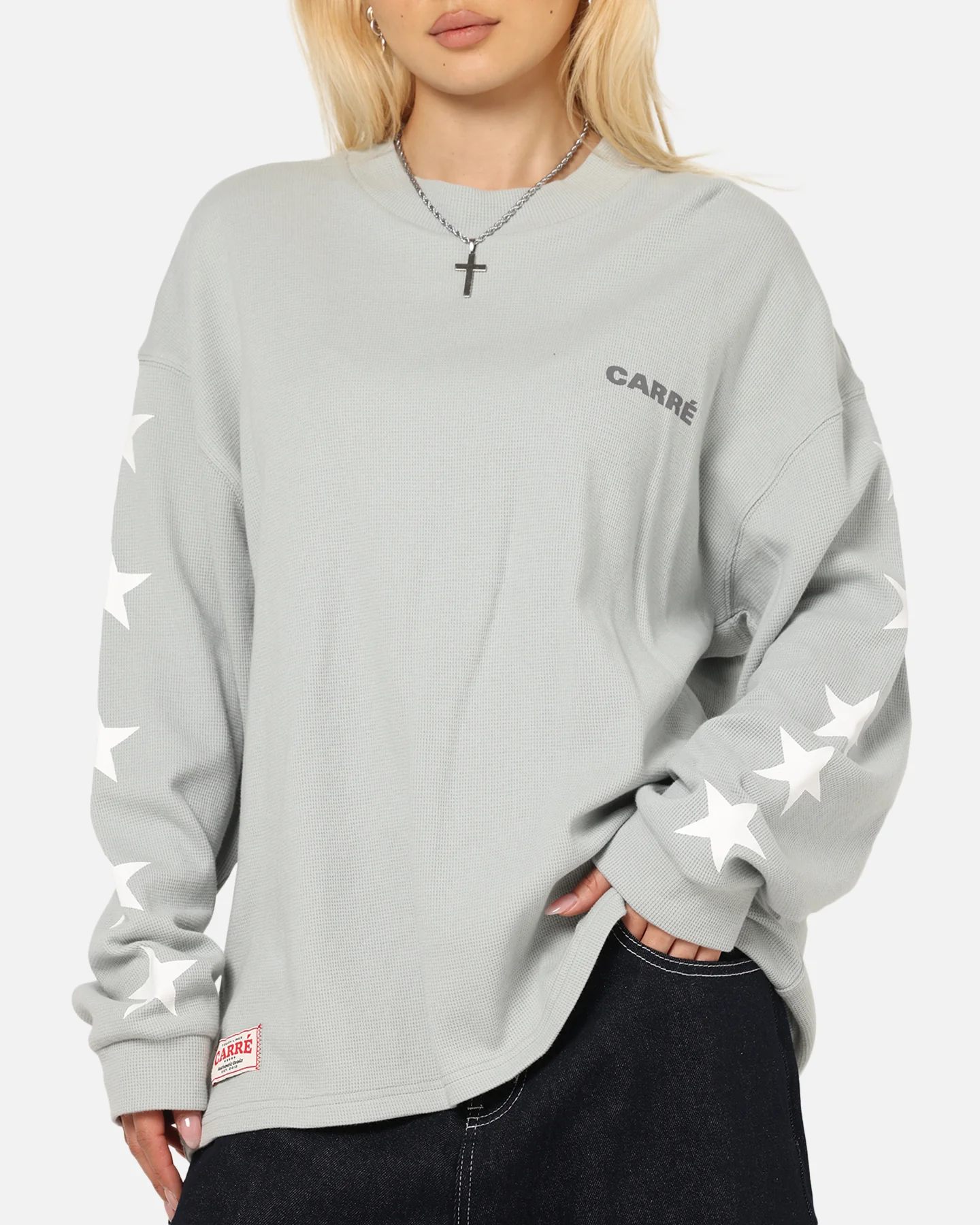 Carre Waffle Workwear Long Sleeve T-Shirt Grey