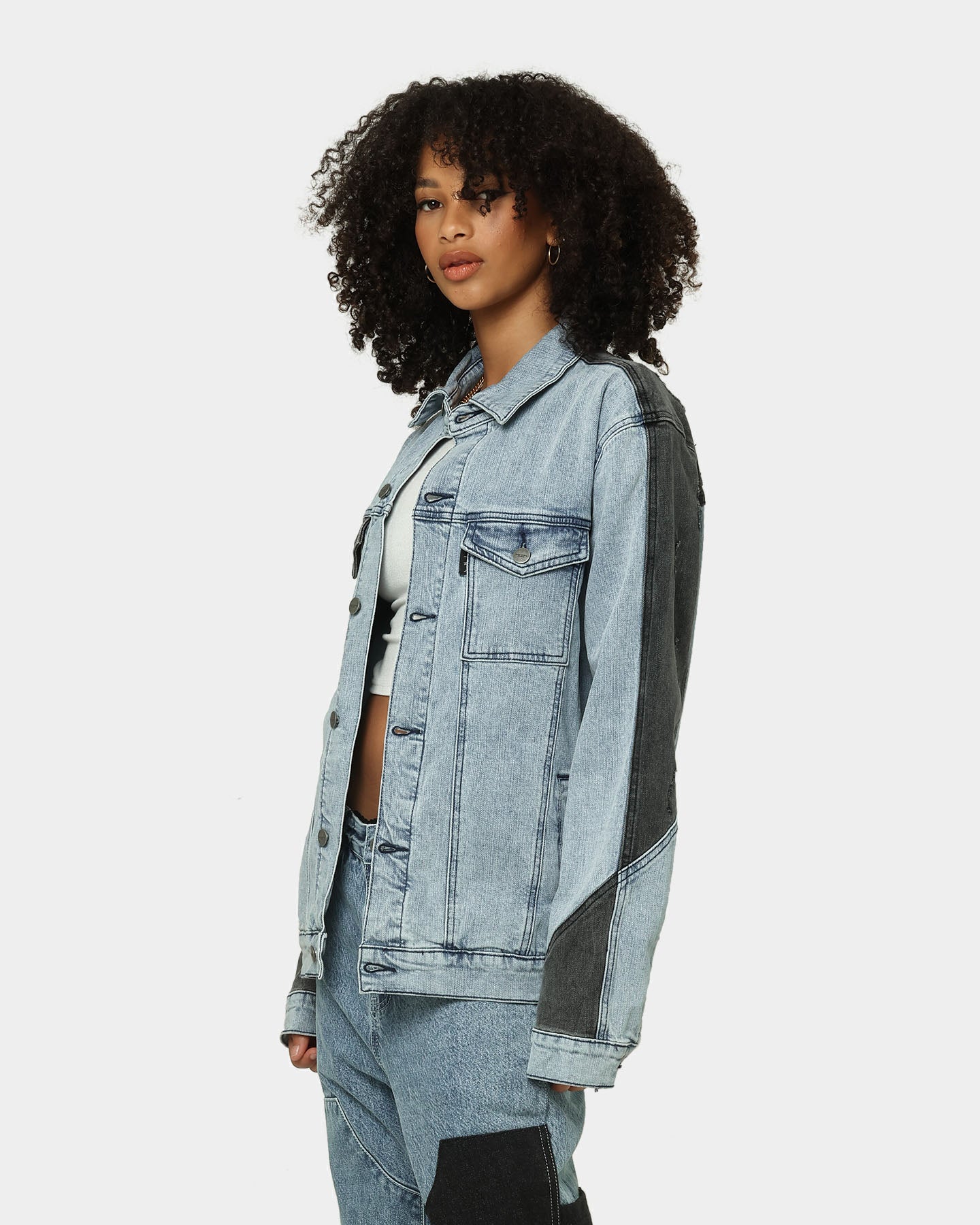 Saint Morta Patchwork Denim Jacket Light Blue/Black