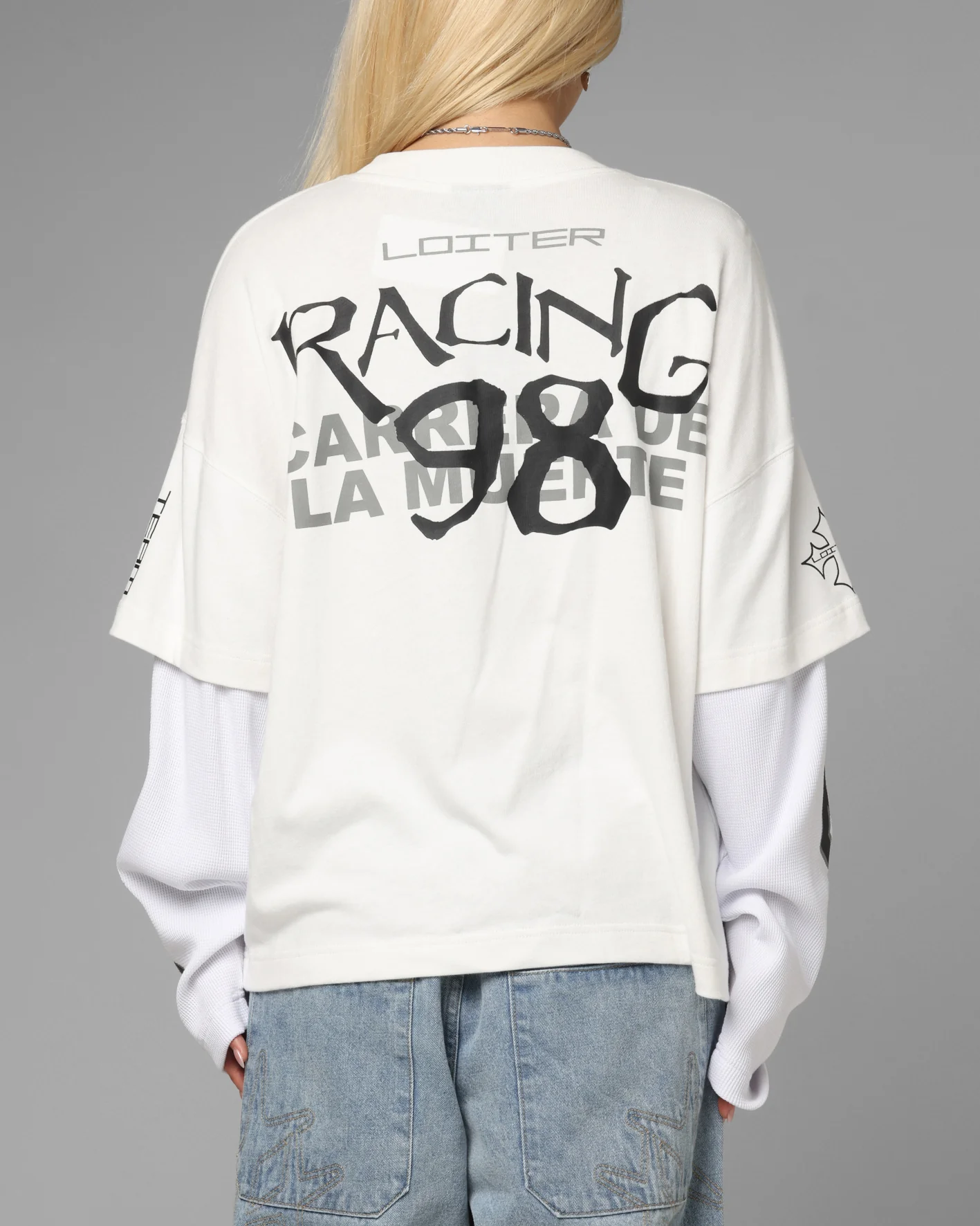 Loiter Performance Layered Long Sleeve T-Shirt Off White