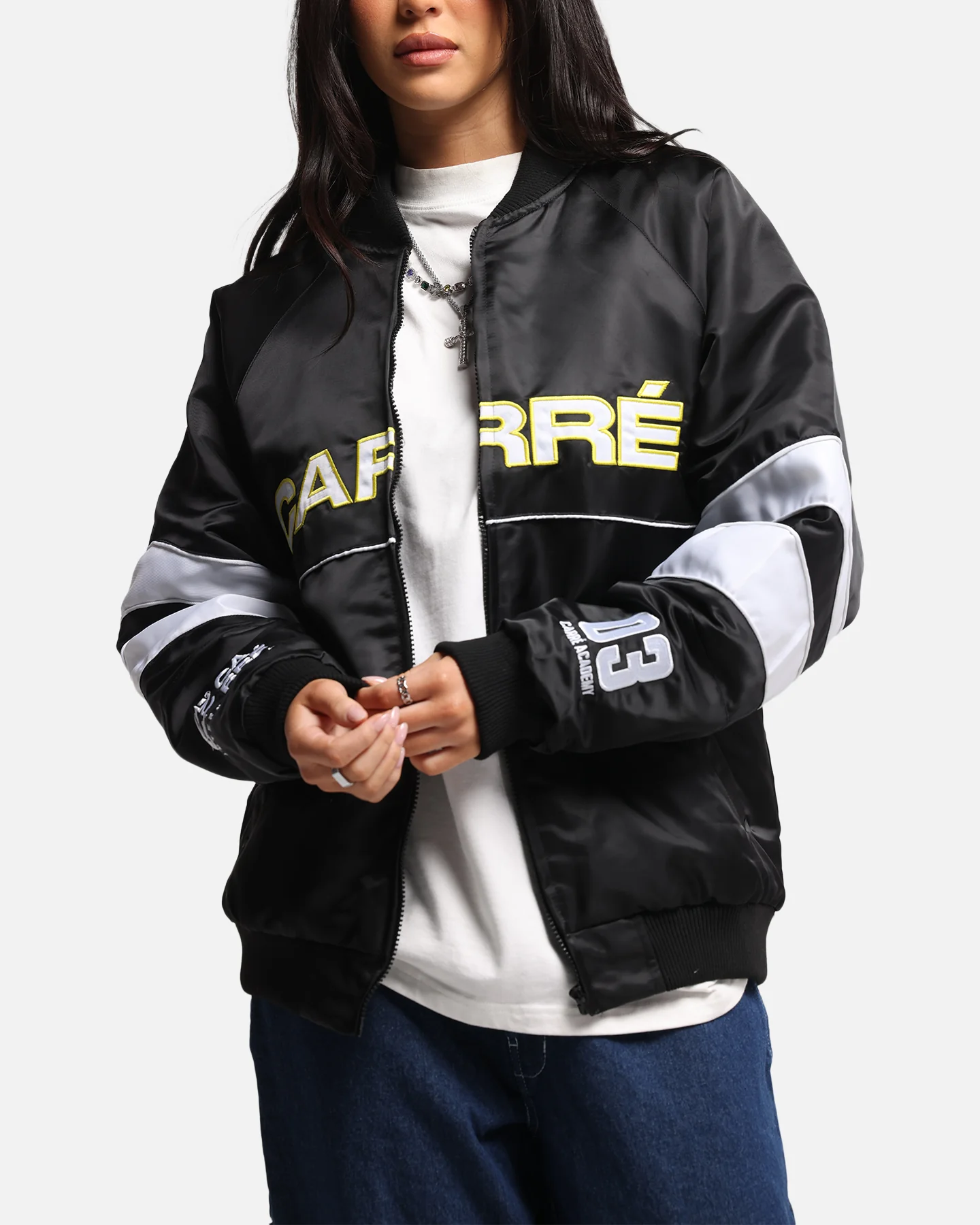 Carre Rally Panelled Bomber Jacket Black