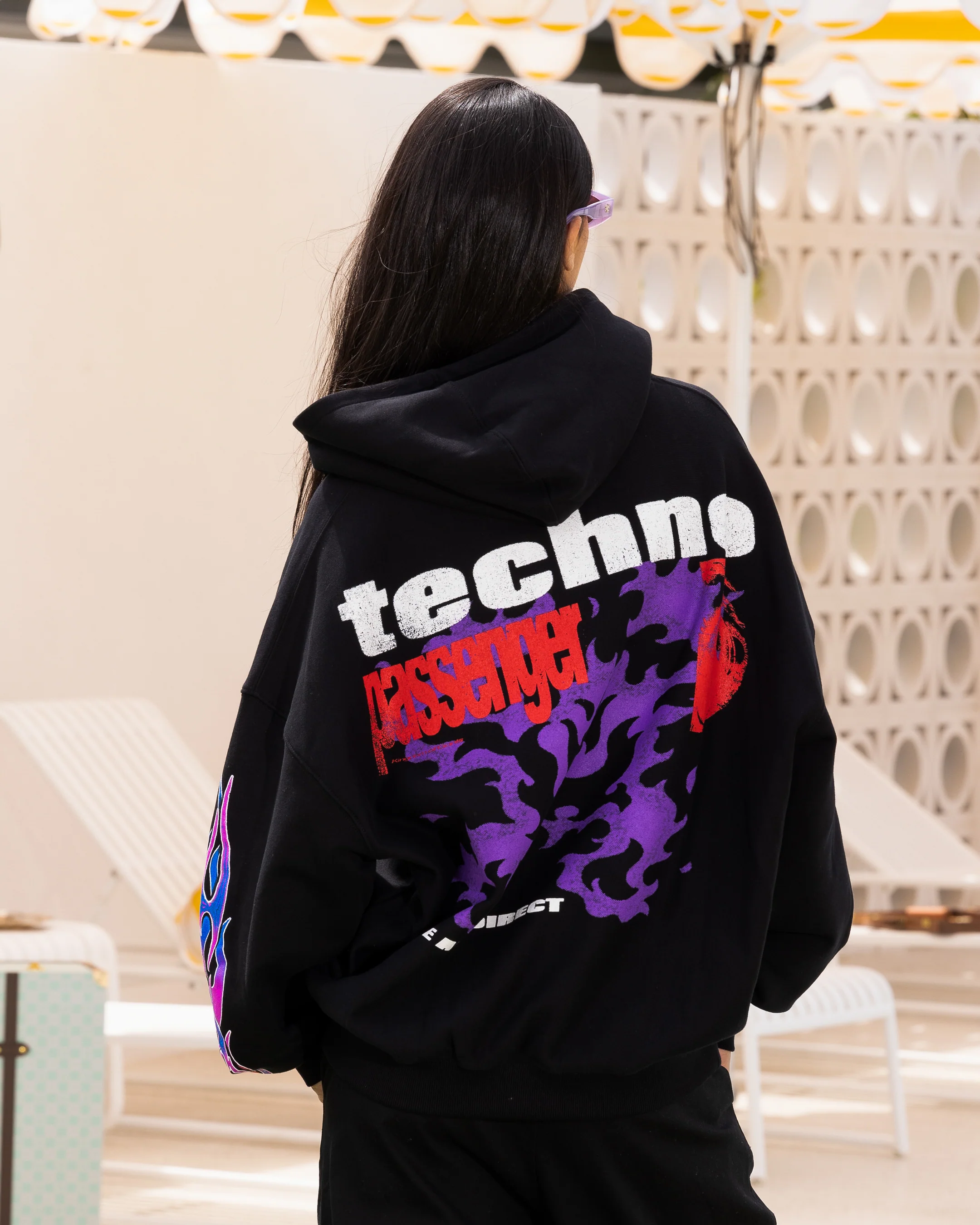 Loiter Live In Direct Vintage Hoodie Black