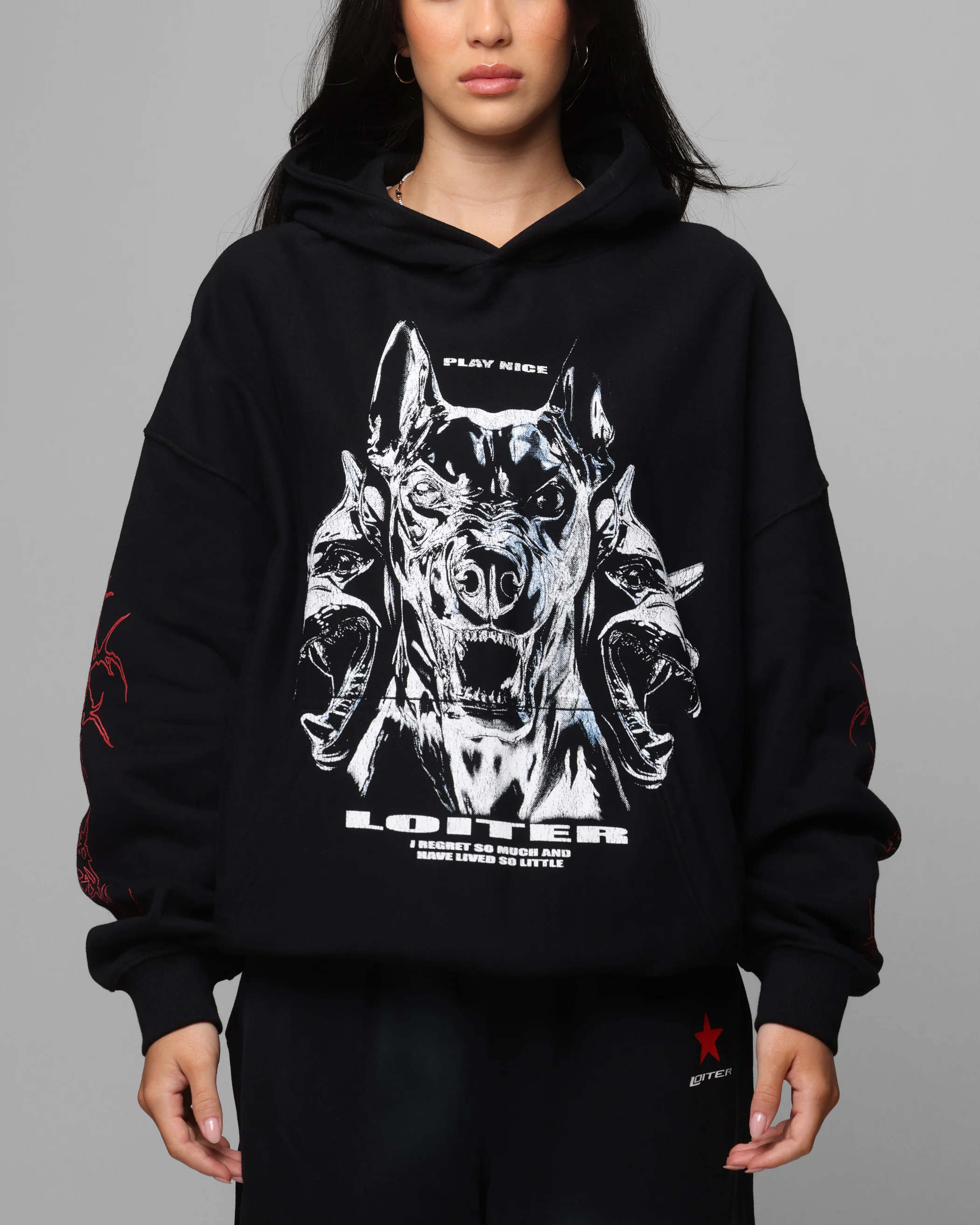 Loiter Chrome Dogs Vintage Hoodie Black