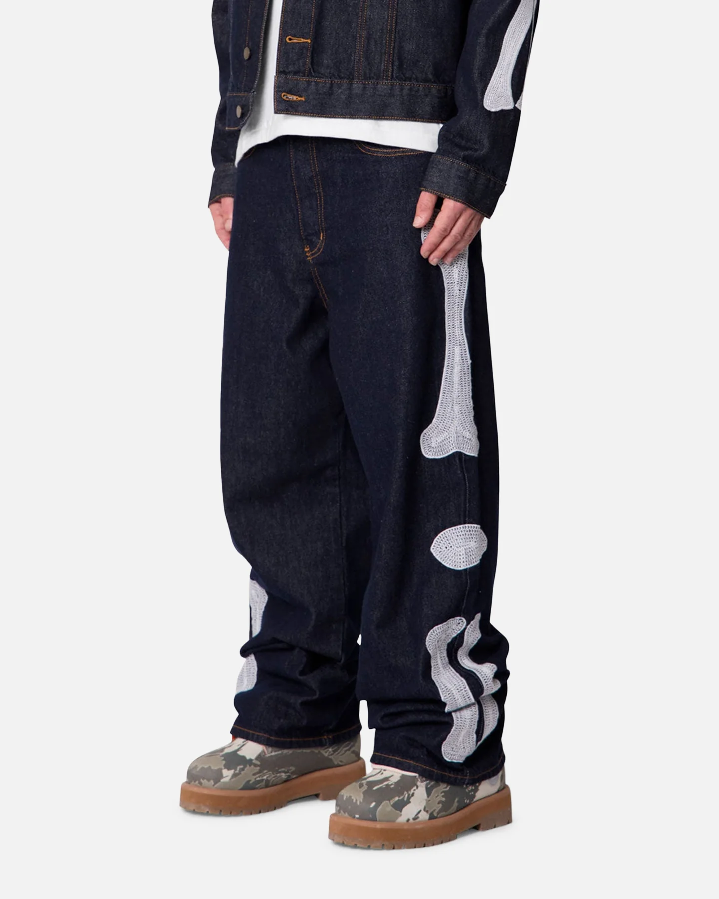 MNML Raw Skeleton Baggy Denim Jeans Rinse Indigo