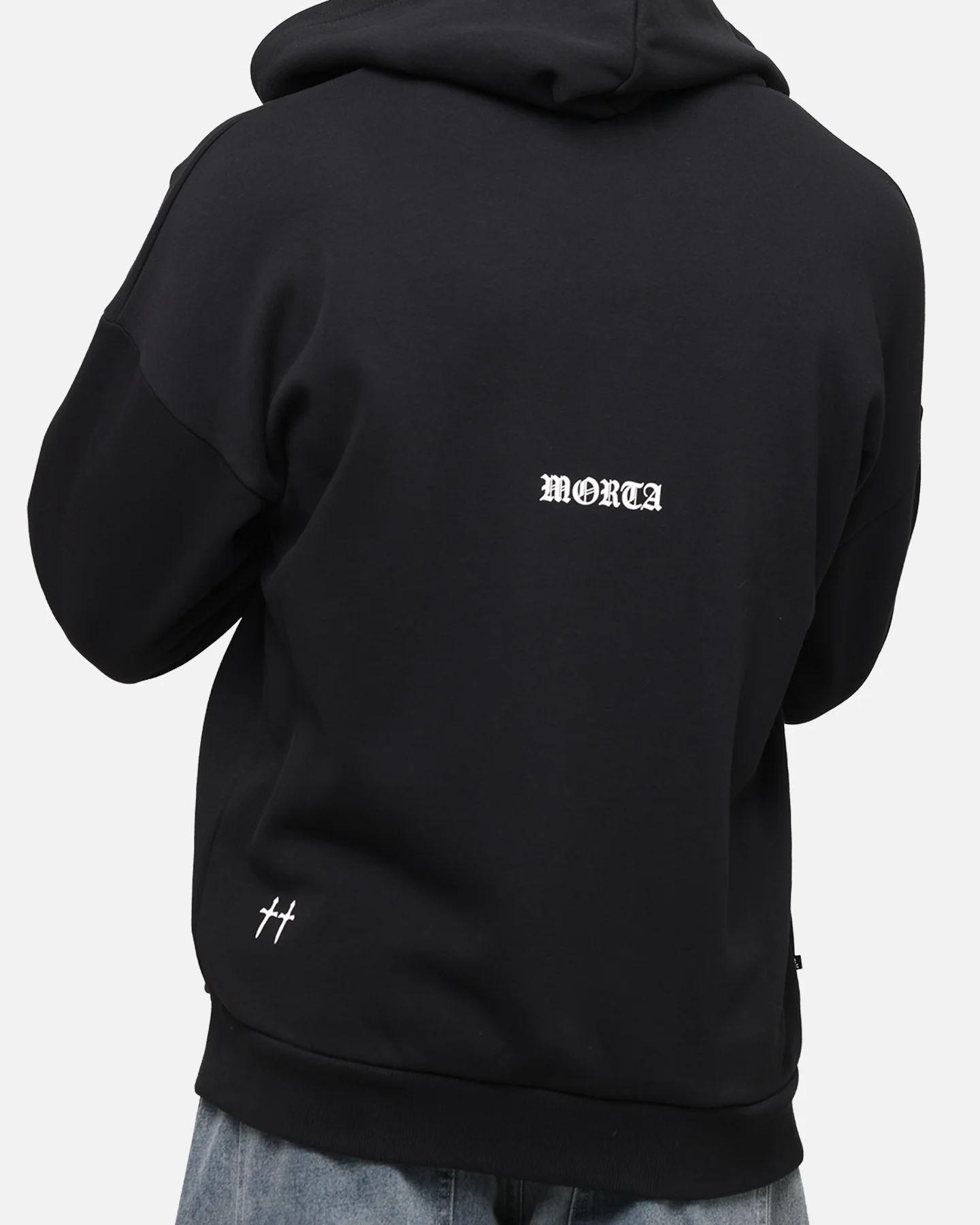 Saint Morta Gothic Distressed Zip Hoodie Black