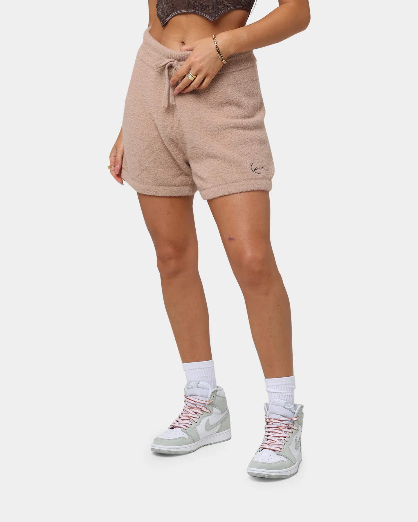 Karl Kani Women's Small Signature Shorts Taupe