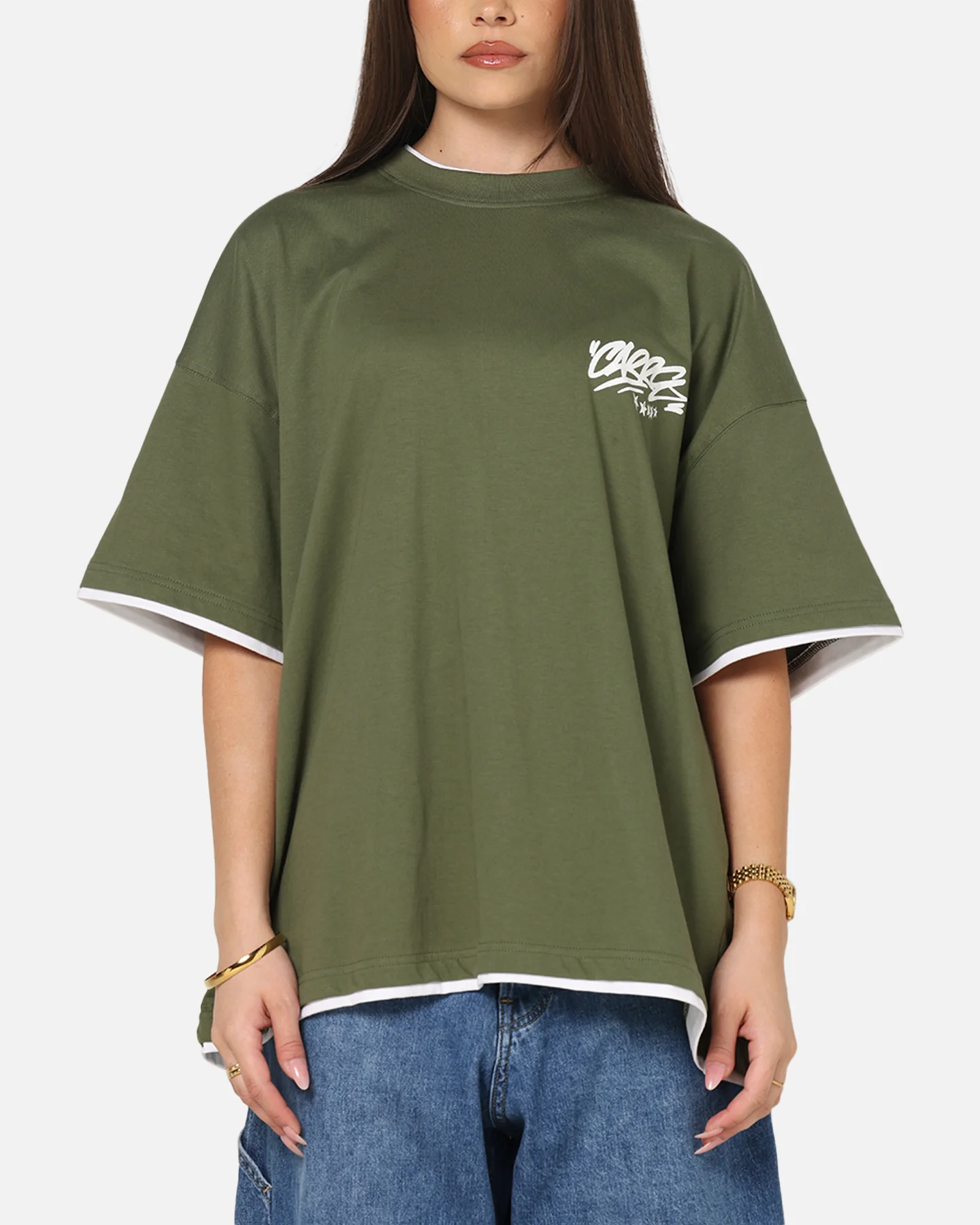 Carre Motion Layered T-Shirt Green/White