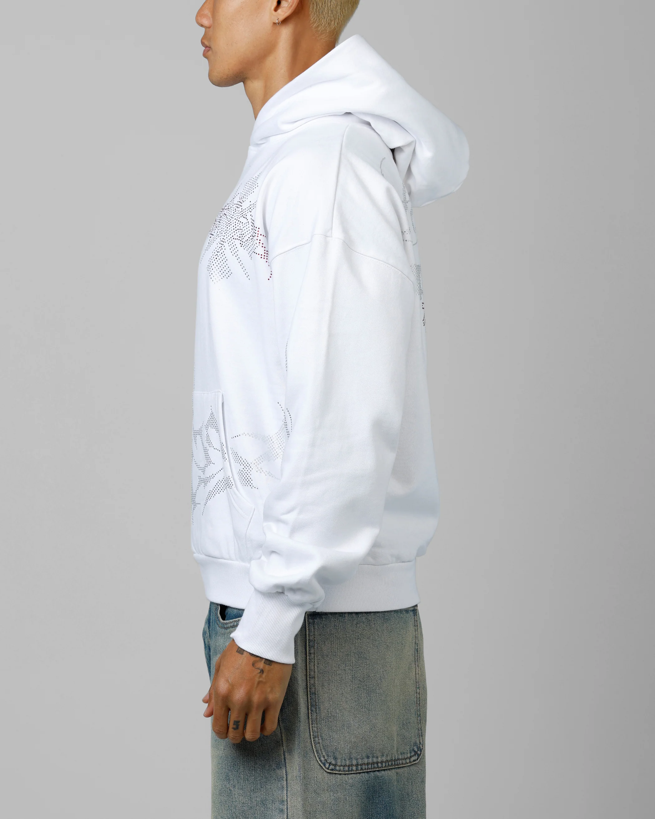 Loiter Opaque Rhinestone Premium Hoodie Off White