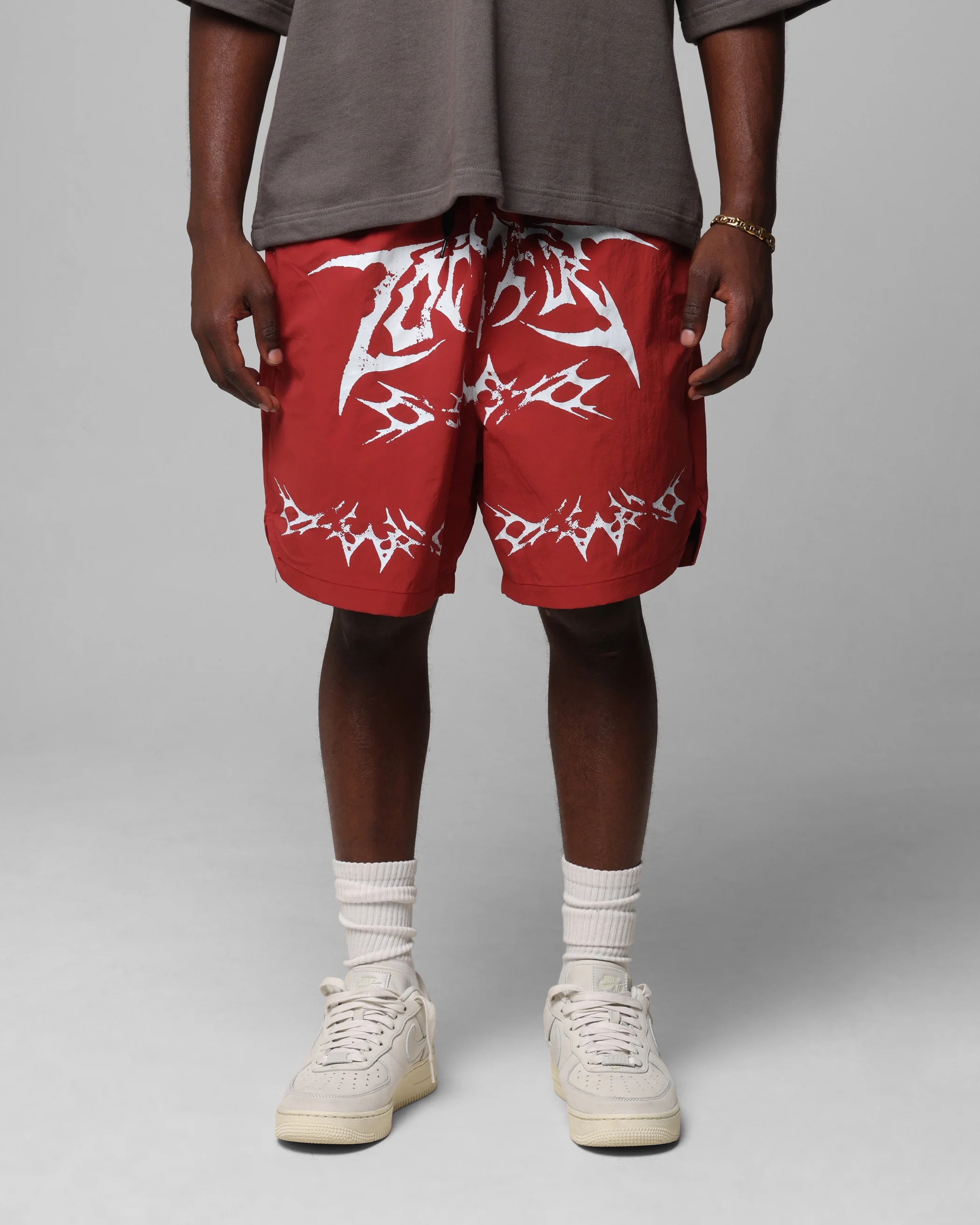 Loiter Stacked Metal Walk Shorts Burgandy