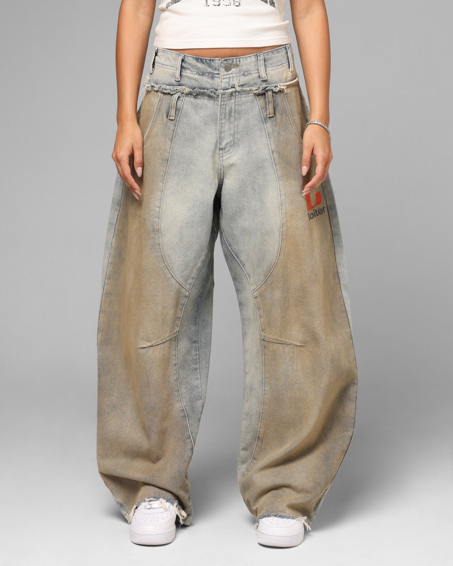 Loiter Layered Western Jeans Blue Wash