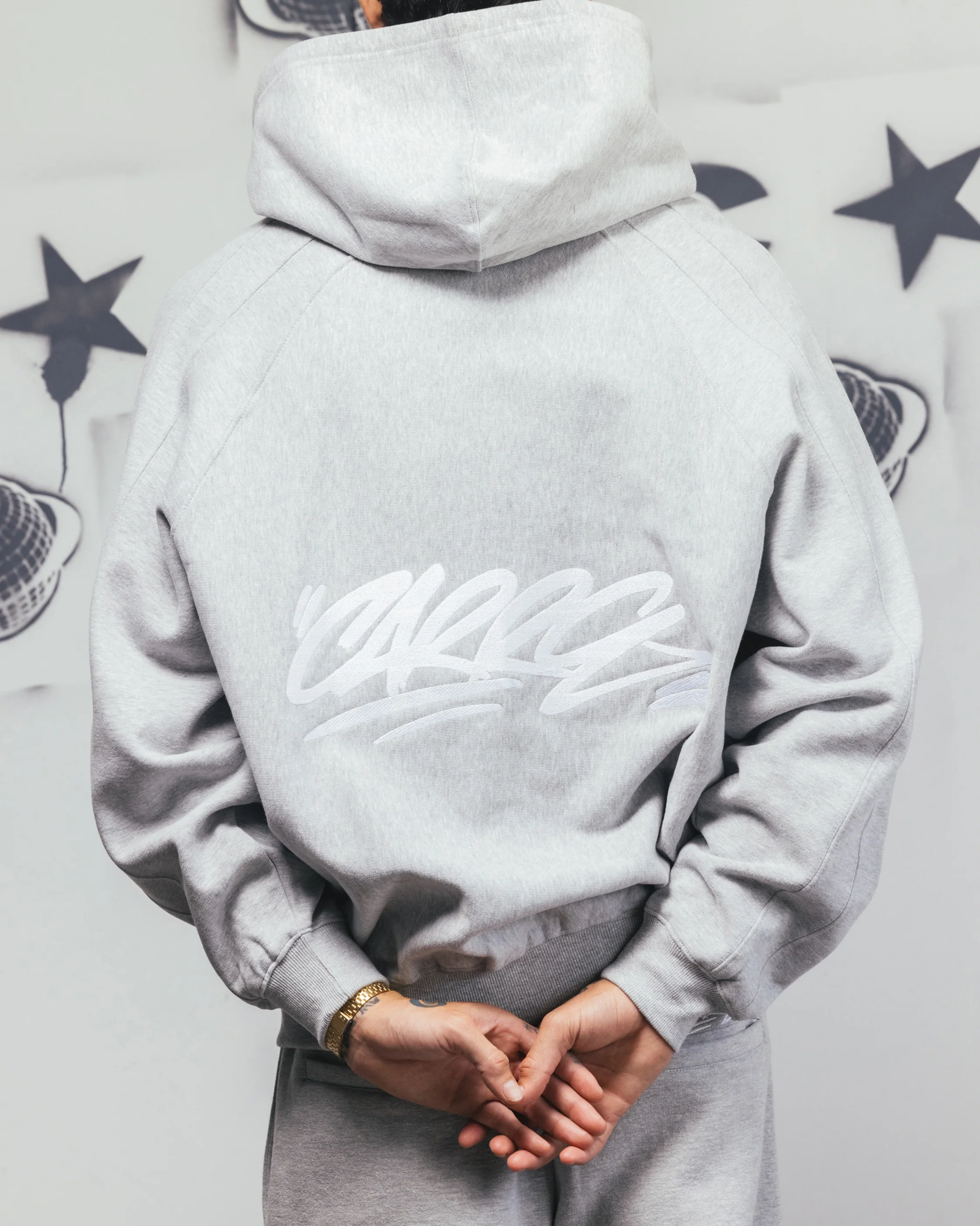 Carre Grit Zip Hoodie Grey Marle