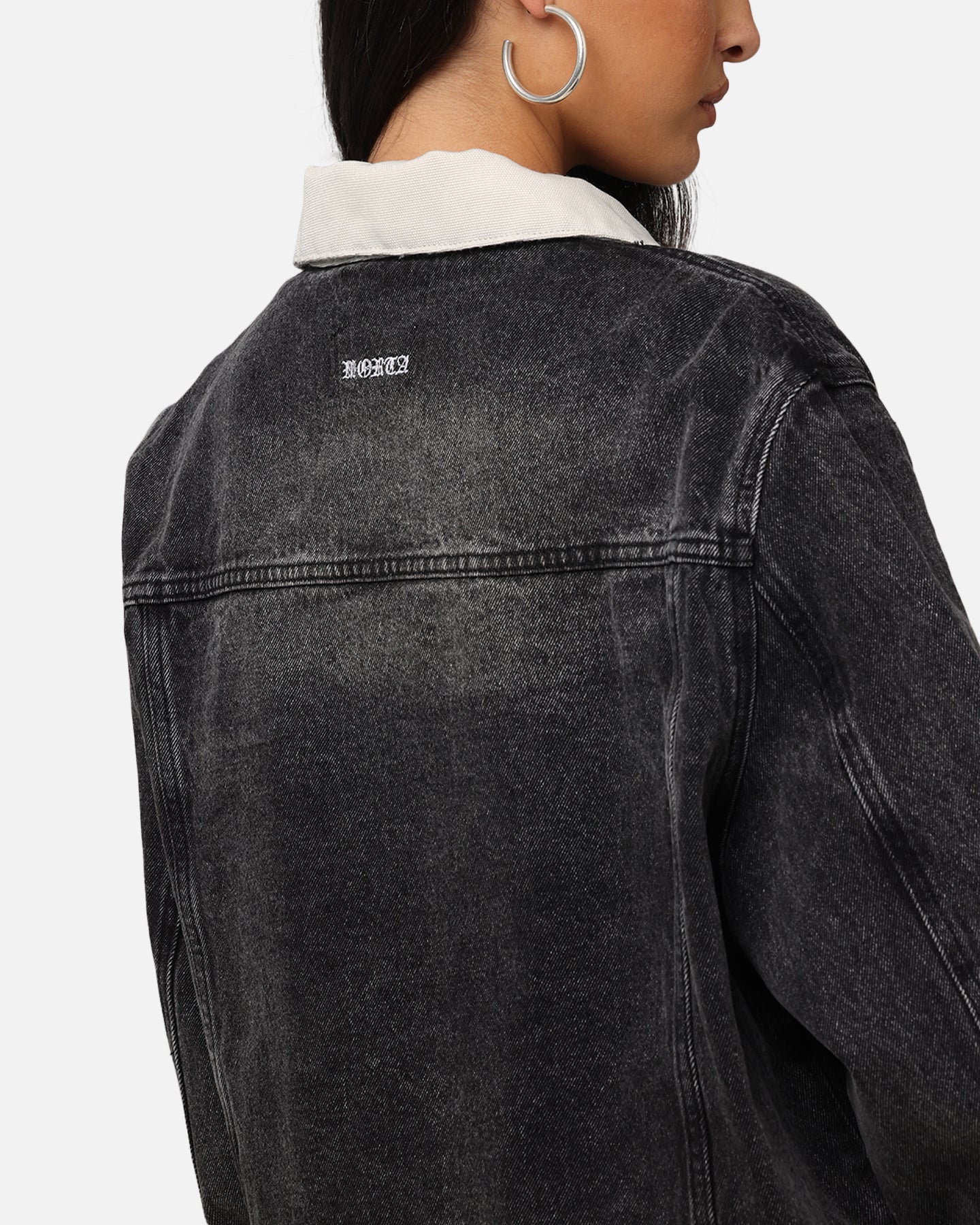 Saint Morta Gothic Distressed Denim Jacket Black Shadow