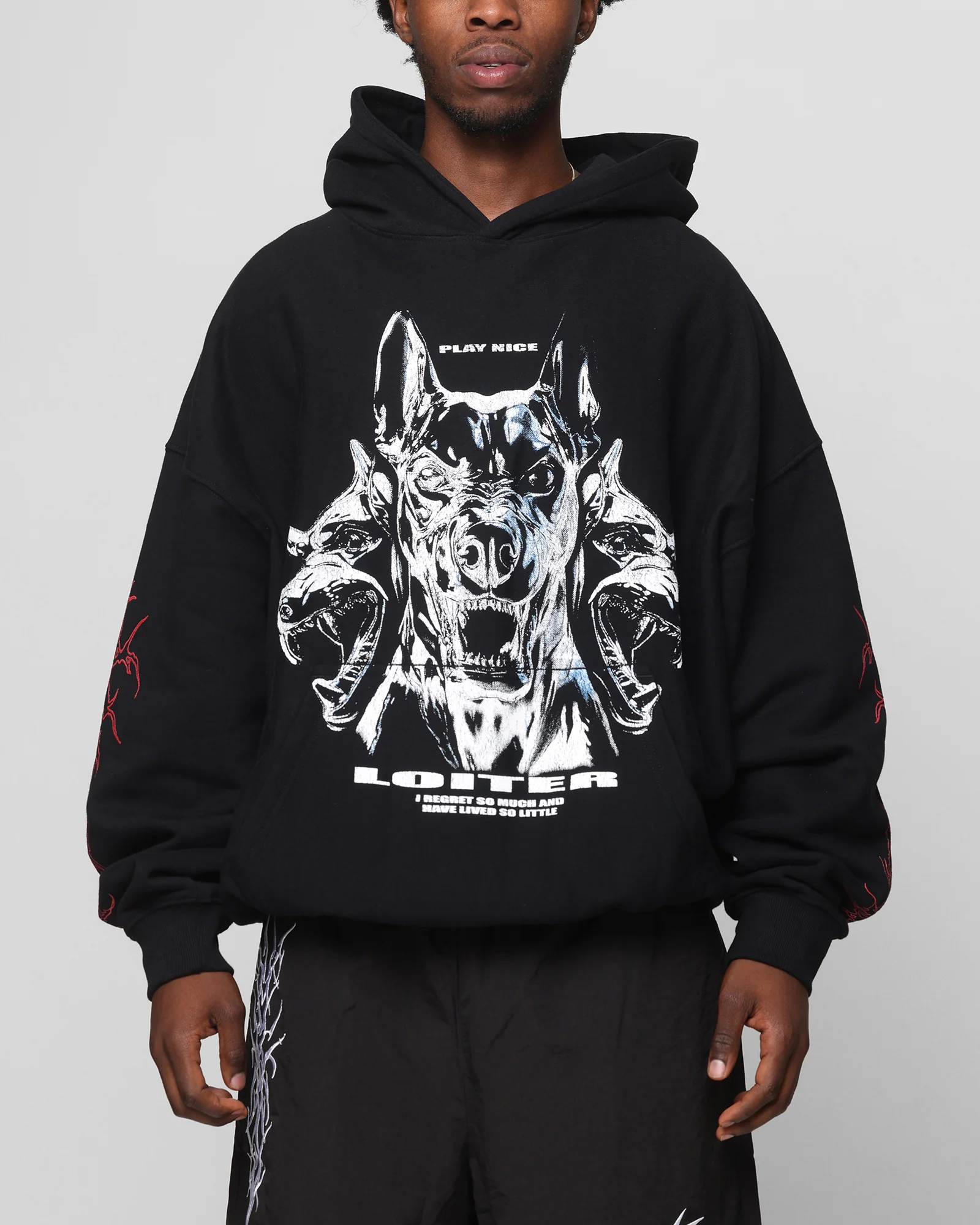 Loiter Chrome Dogs Vintage Hoodie Black