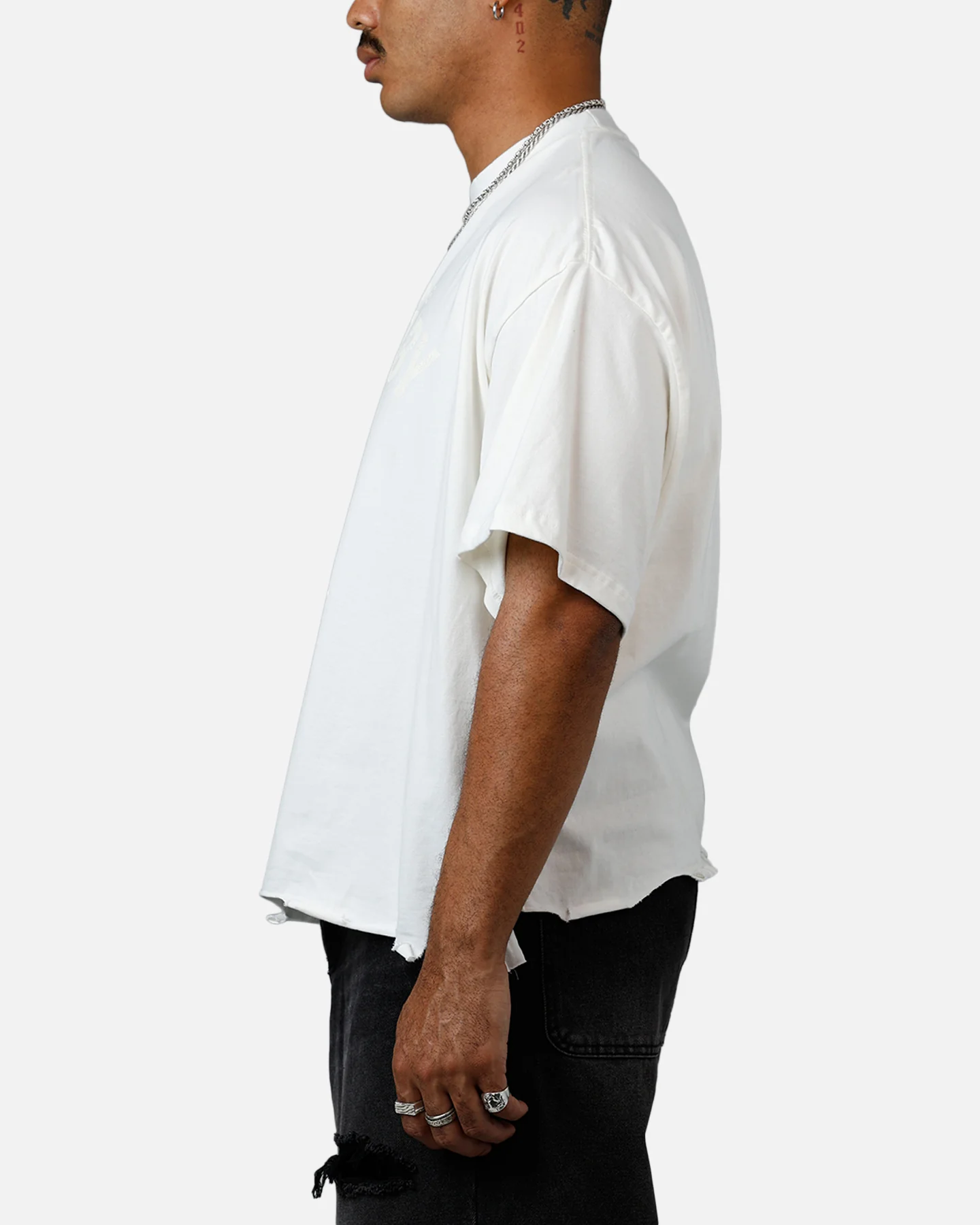 MNML Moth Eaten Cropped T-Shirt White