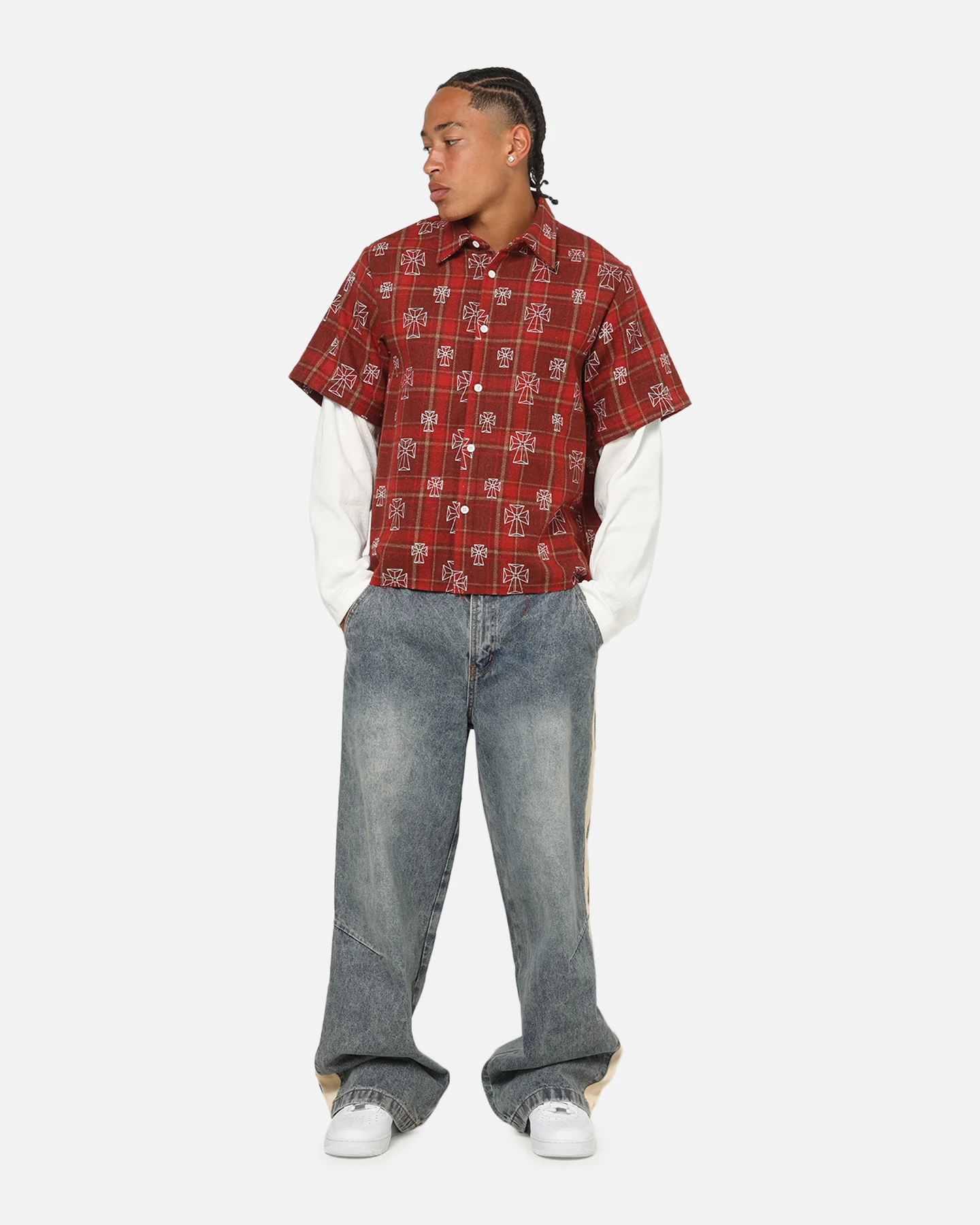 Saint Morta Sanctuary Layered Button Up Shirt Red