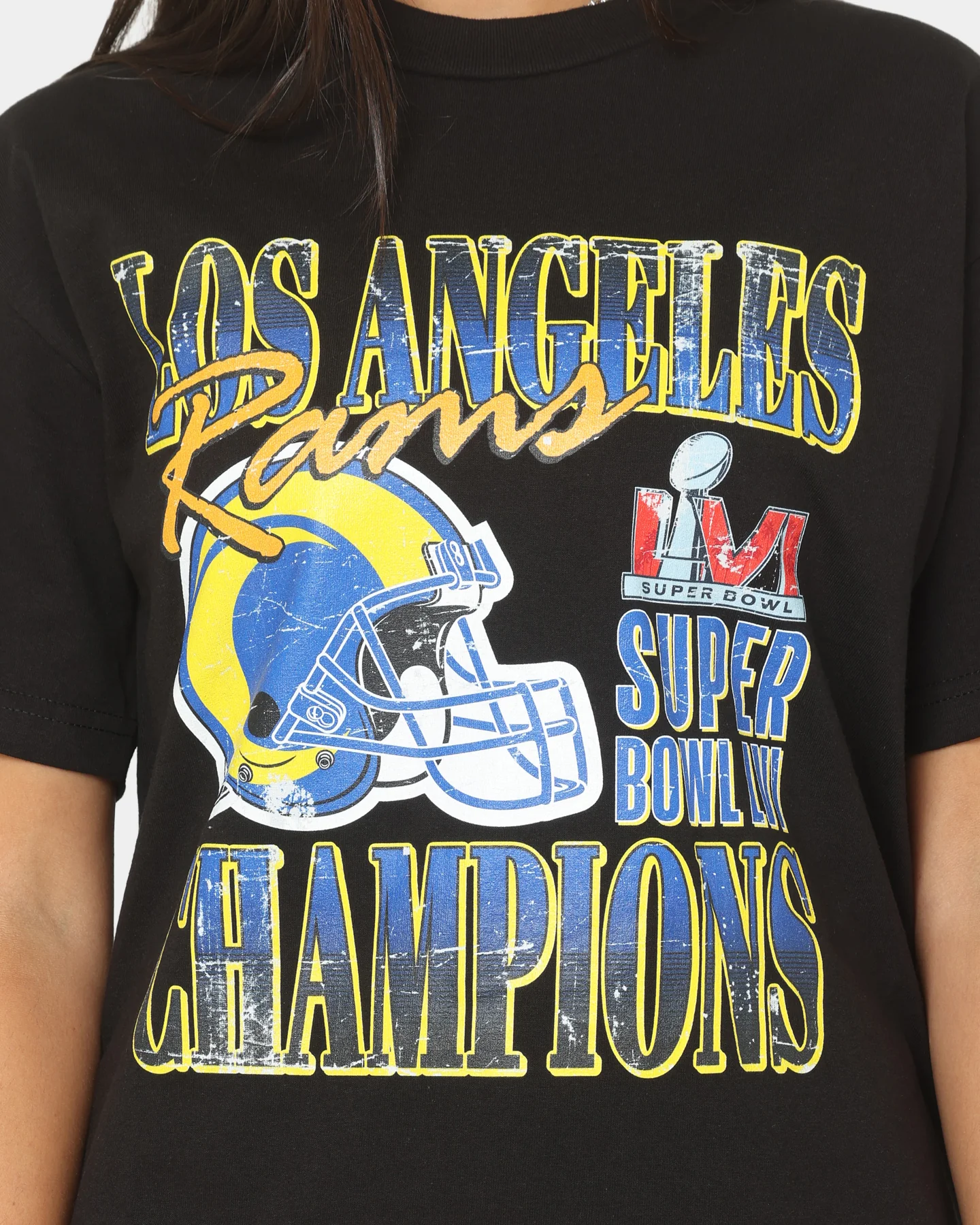 Majestic Athletic Los Angeles Rams Helmet Champion T-Shirt Black