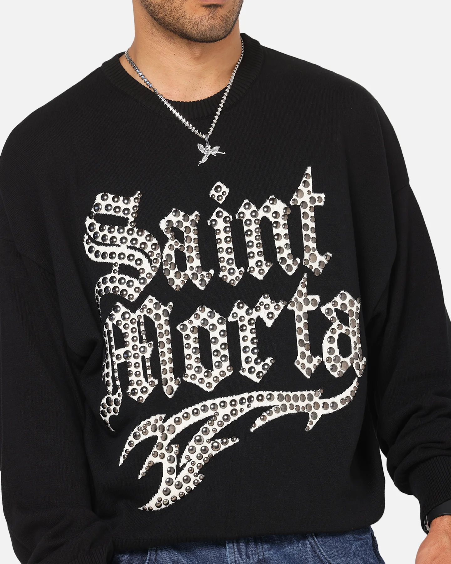 Saint Morta Sanctified Crewneck Sweater Black