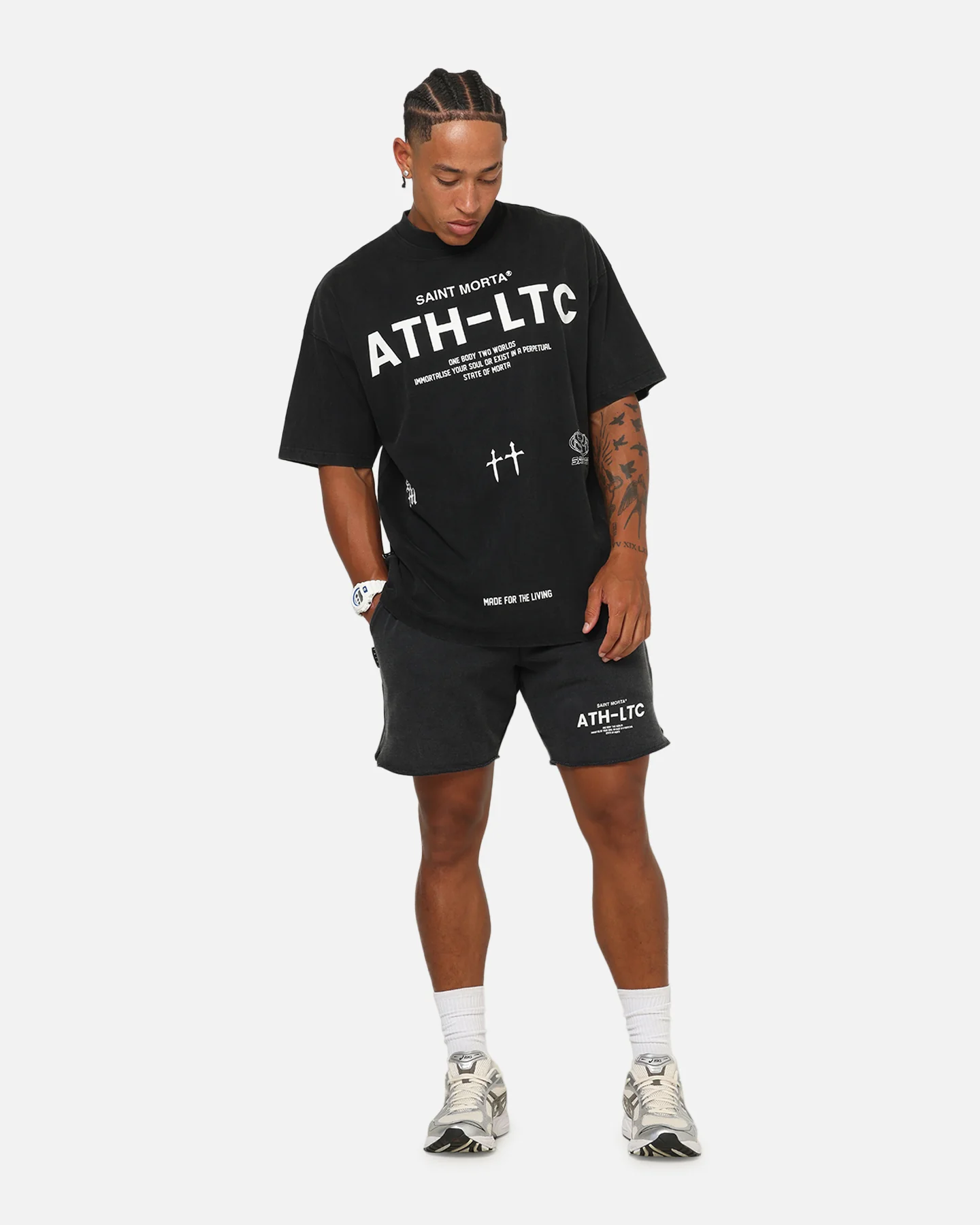 Saint Morta Athltc Sweat Shorts Washed Black
