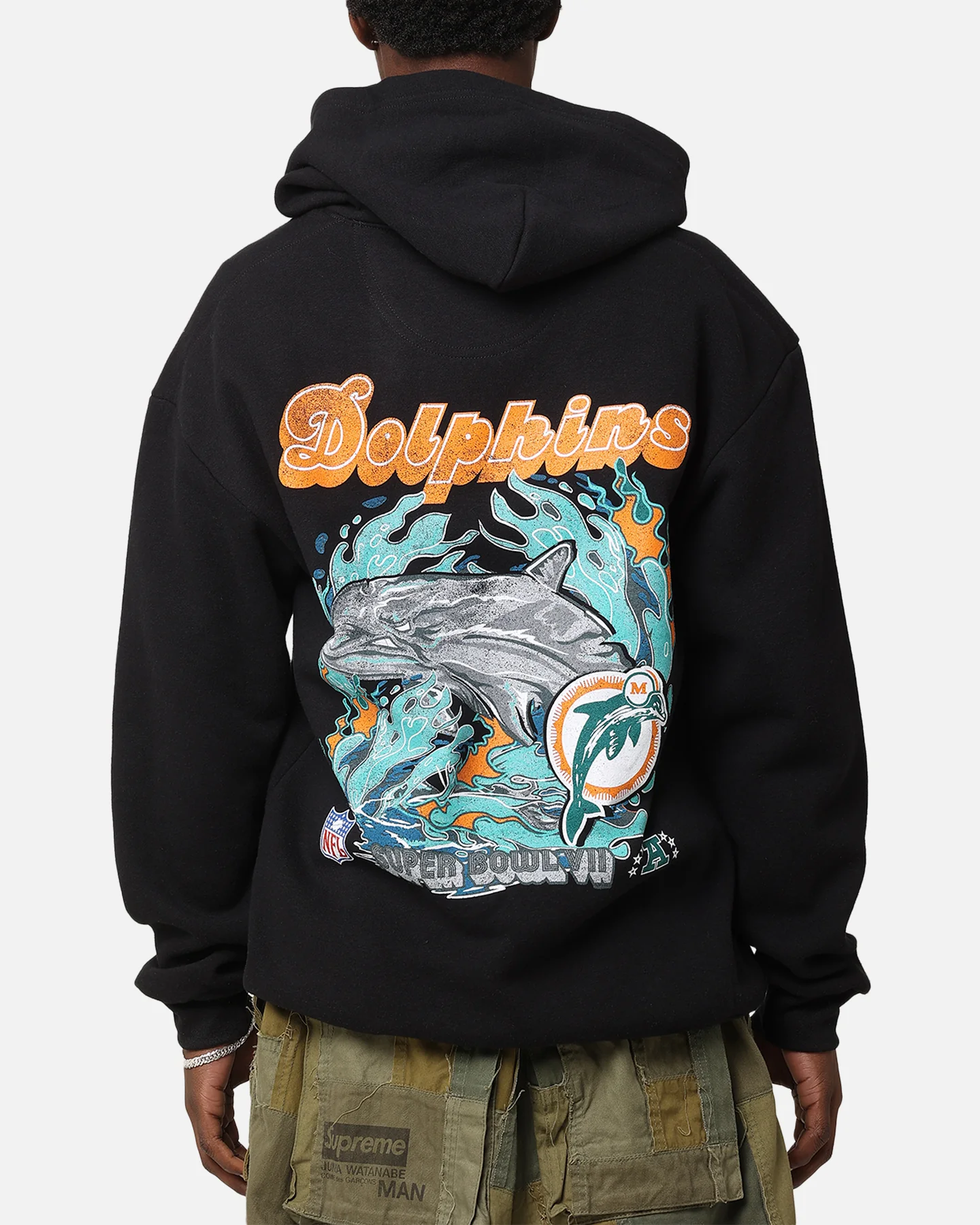 Mitchell & Ness Miami Dolphins 'Alter Ego' Flames Hoodie Faded Black