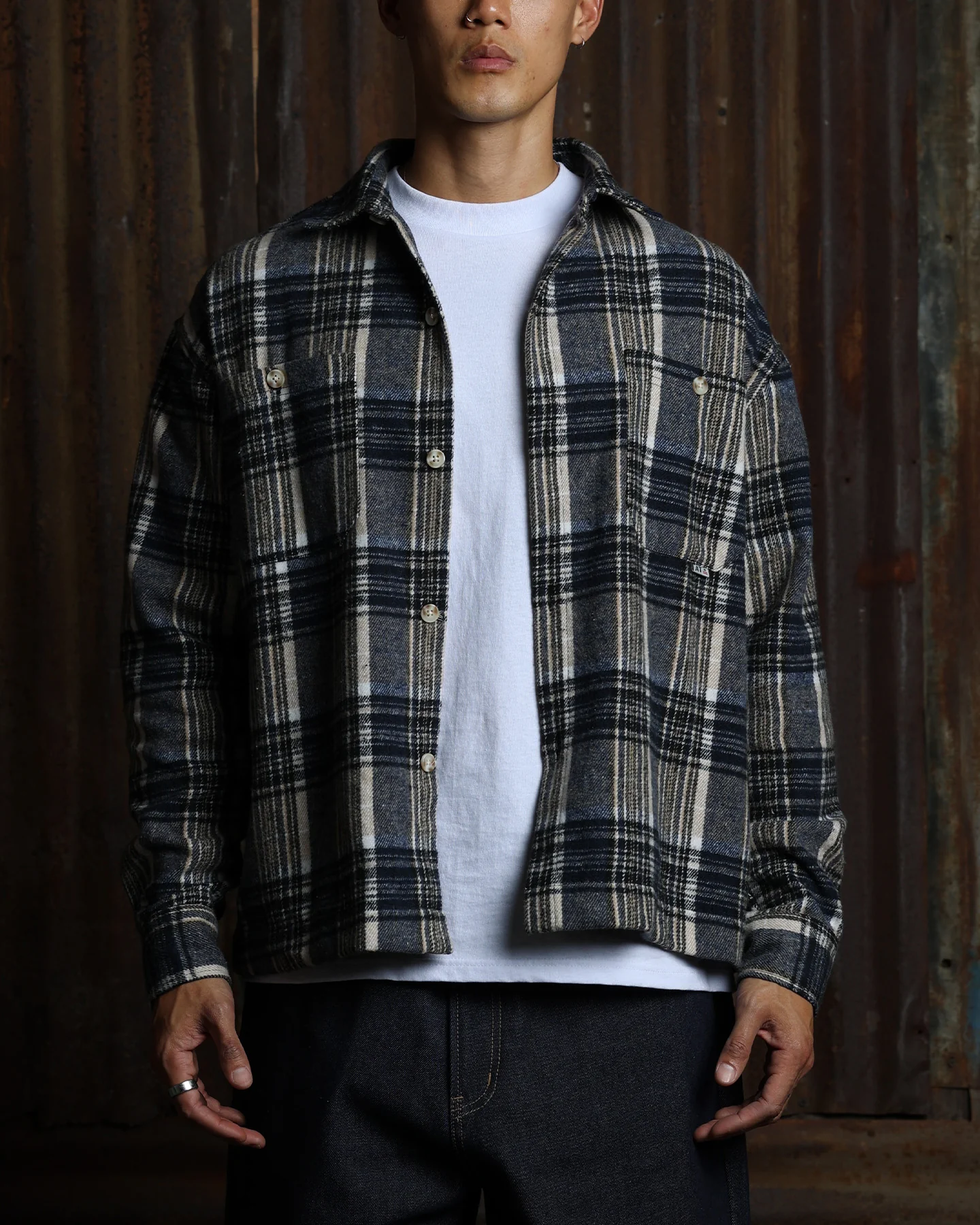 American Thrift Utility Flannel Shirt Blue
