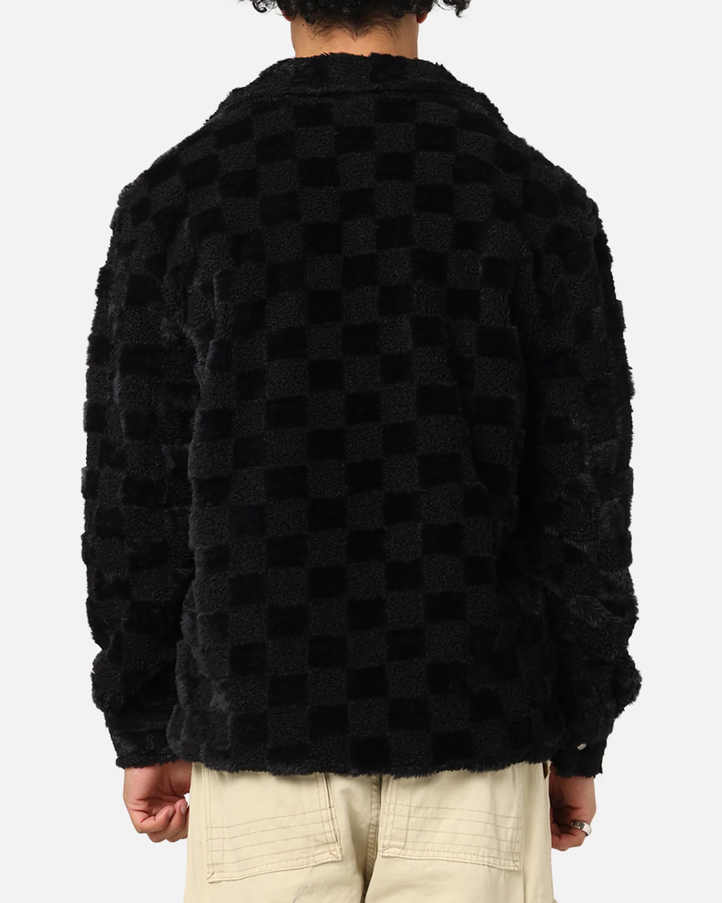 XXIII Checkerboard Fur Jacket Black