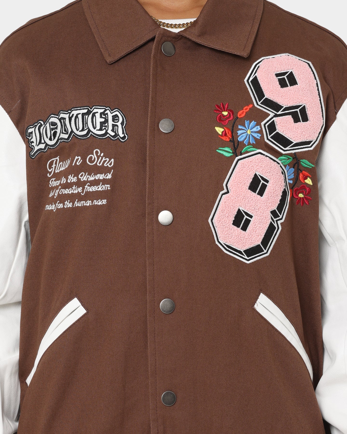 Loiter Flaws Varsity Jacket Brown/Off White