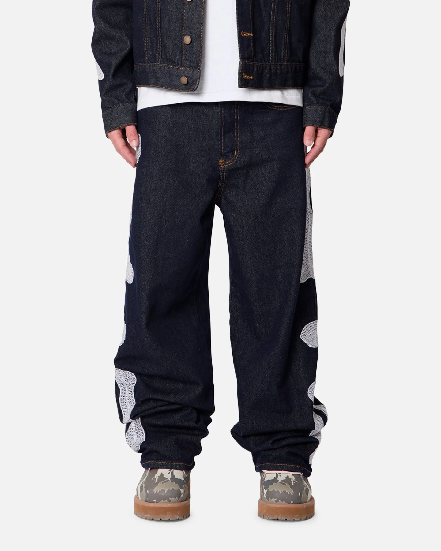 MNML Raw Skeleton Baggy Denim Jeans Rinse Indigo