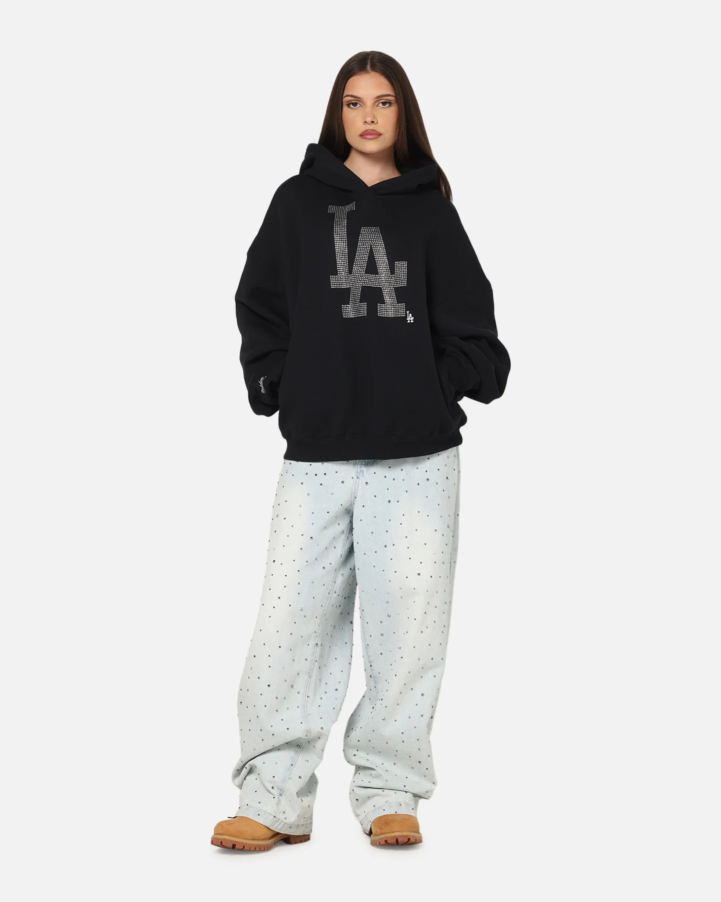 Mitchell & Ness Los Angeles Dodgers Rhinestone Hoodie Faded Black
