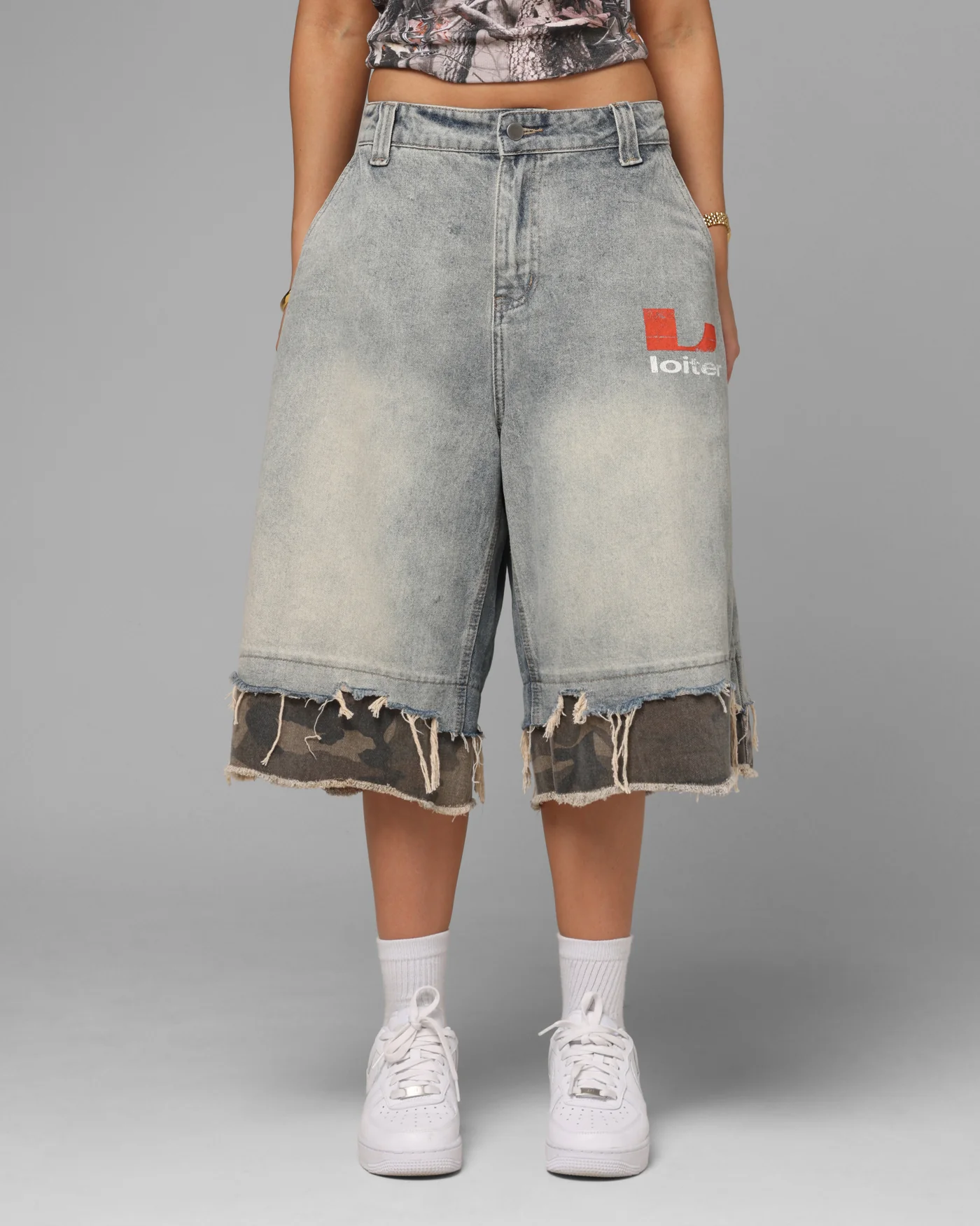 Loiter Oil Rig Denim Jorts Blue Wash