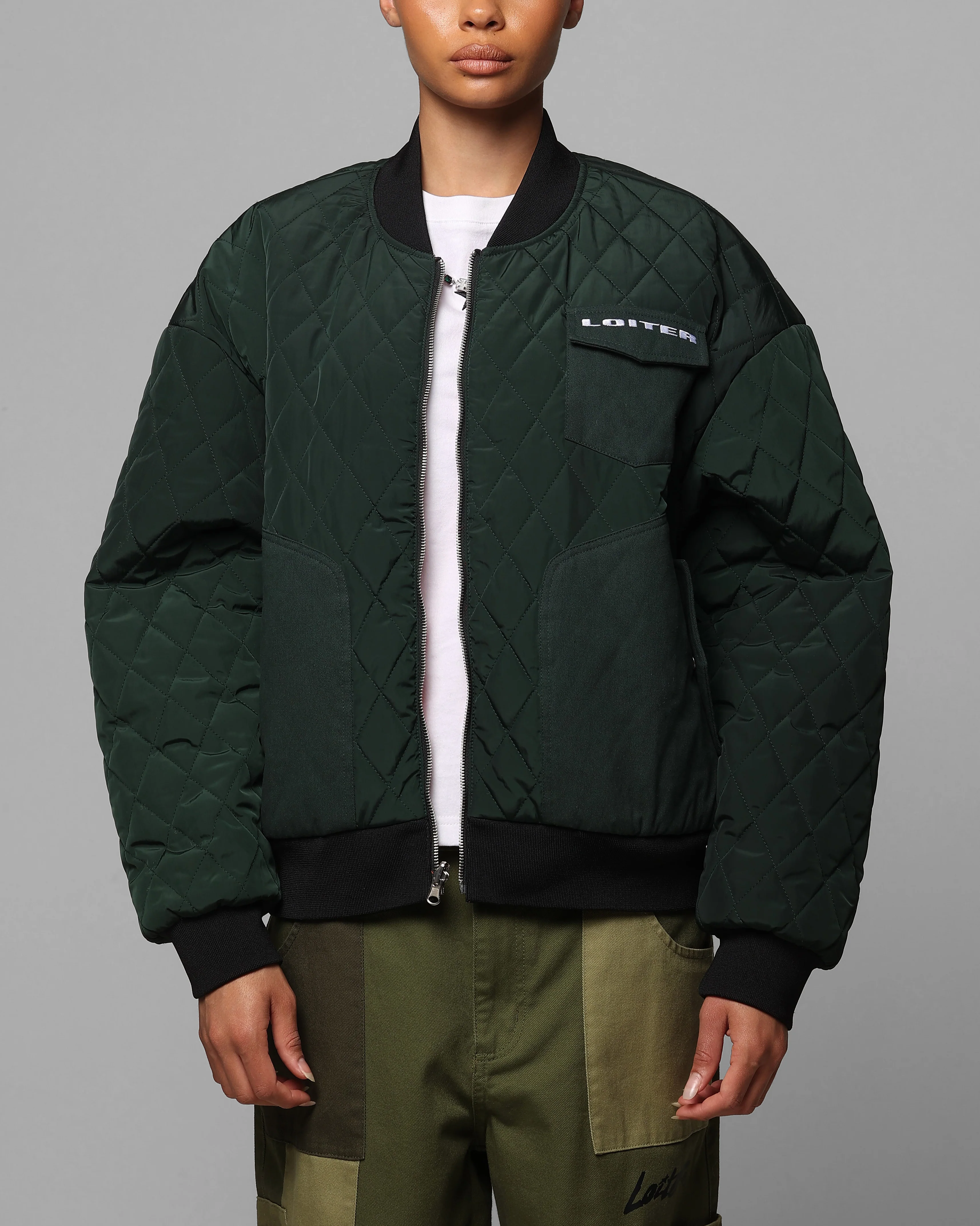 Loiter Cyber Reversible Bomber Jacket Red/Green