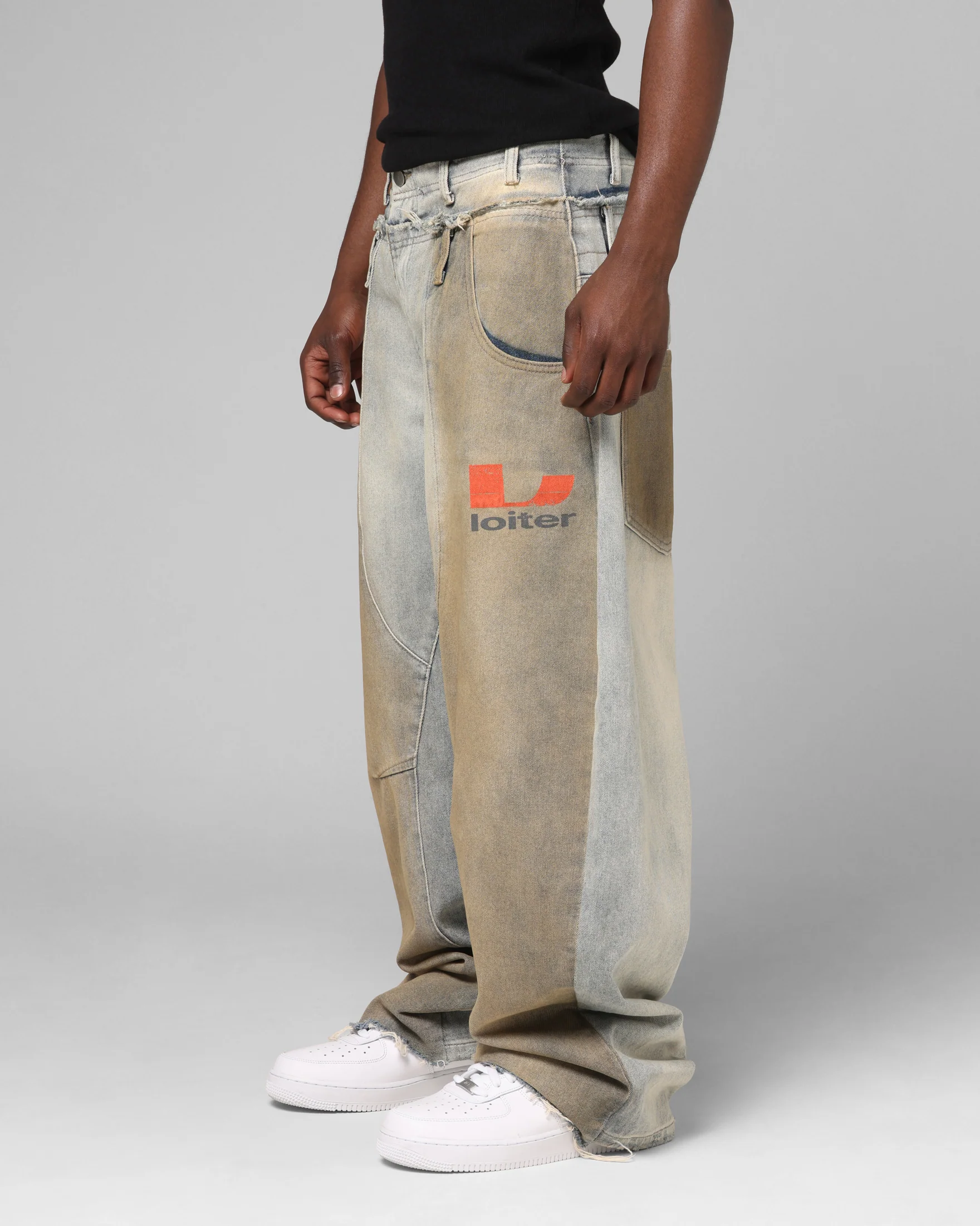 Loiter Layered Western Jeans Blue Wash