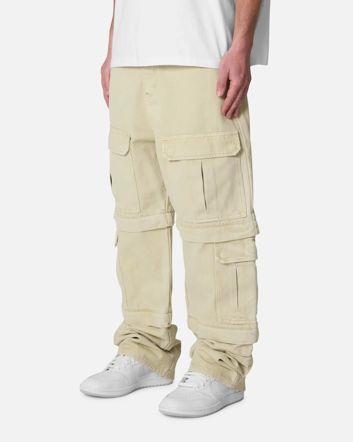 MNML Ultra Baggy Channel Cargo Denim Pants Tan