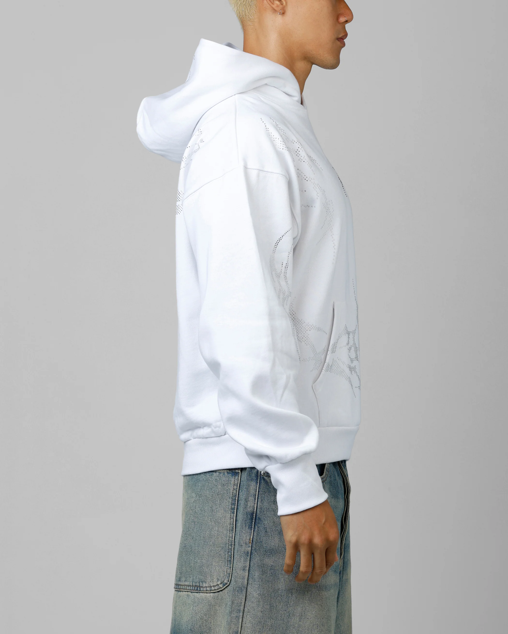 Loiter Opaque Rhinestone Premium Hoodie Off White