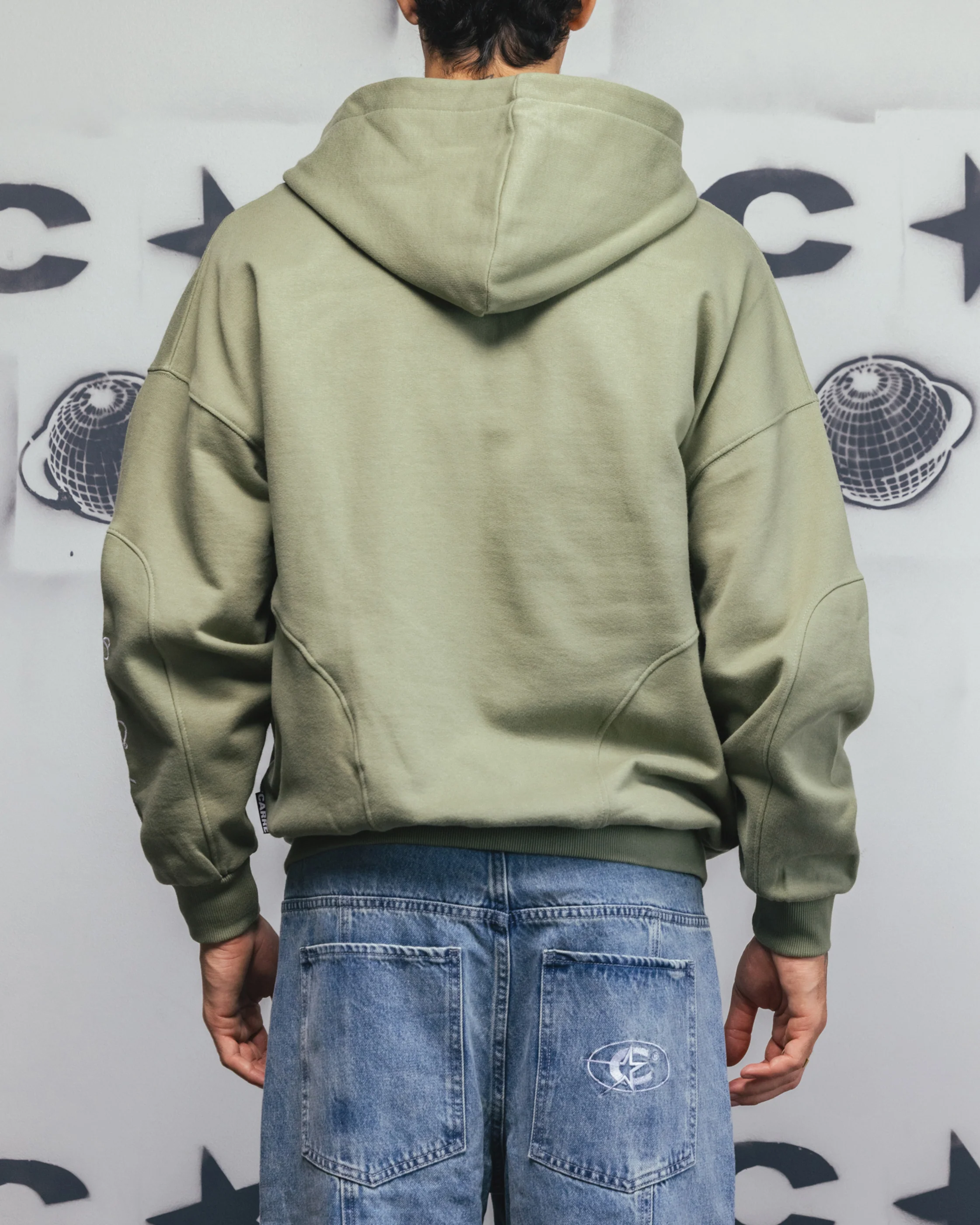 Carre Legacy Panelled Zip Hoodie Green