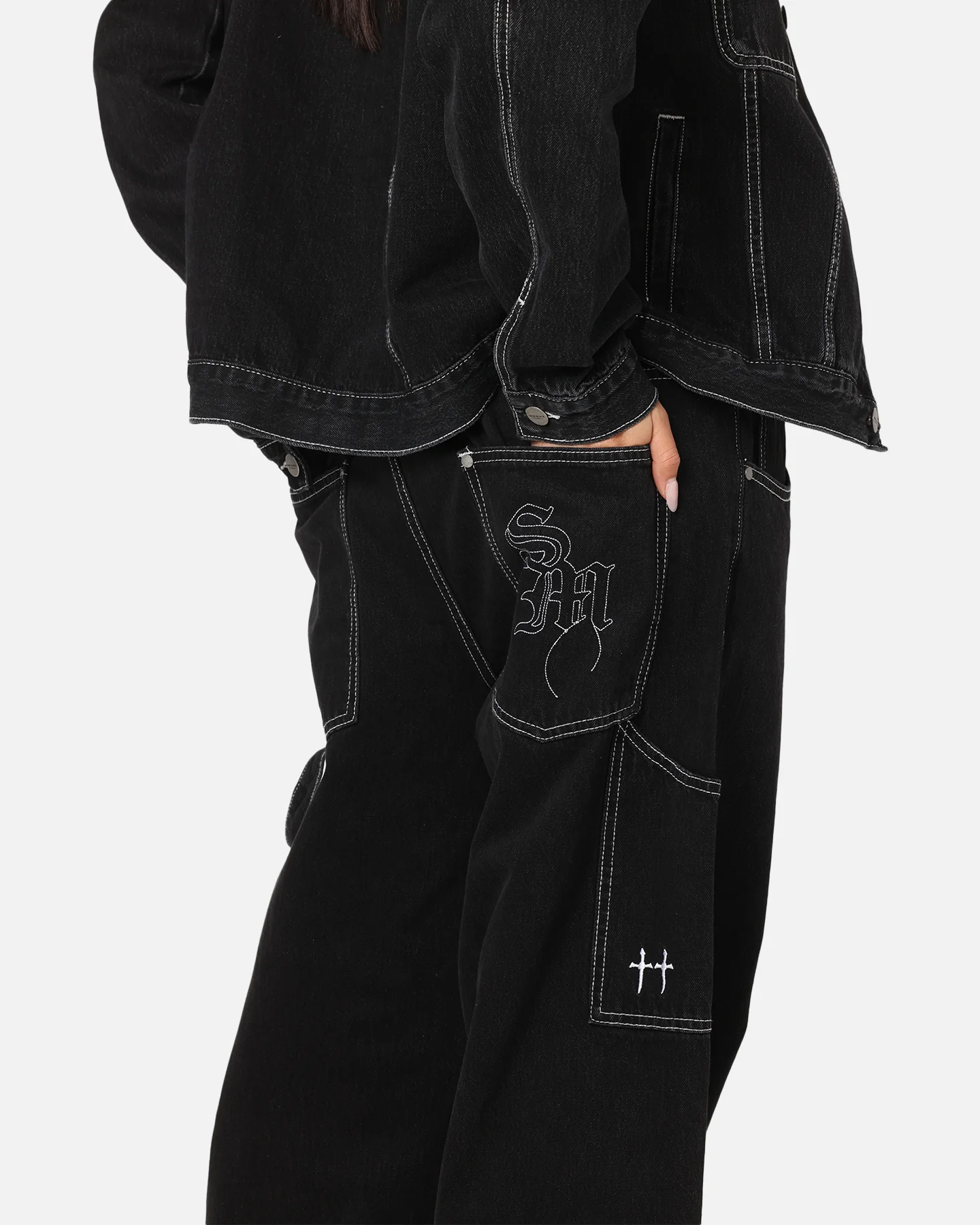 Saint Morta Amplus Fray Carpenter Jeans Contrast Black