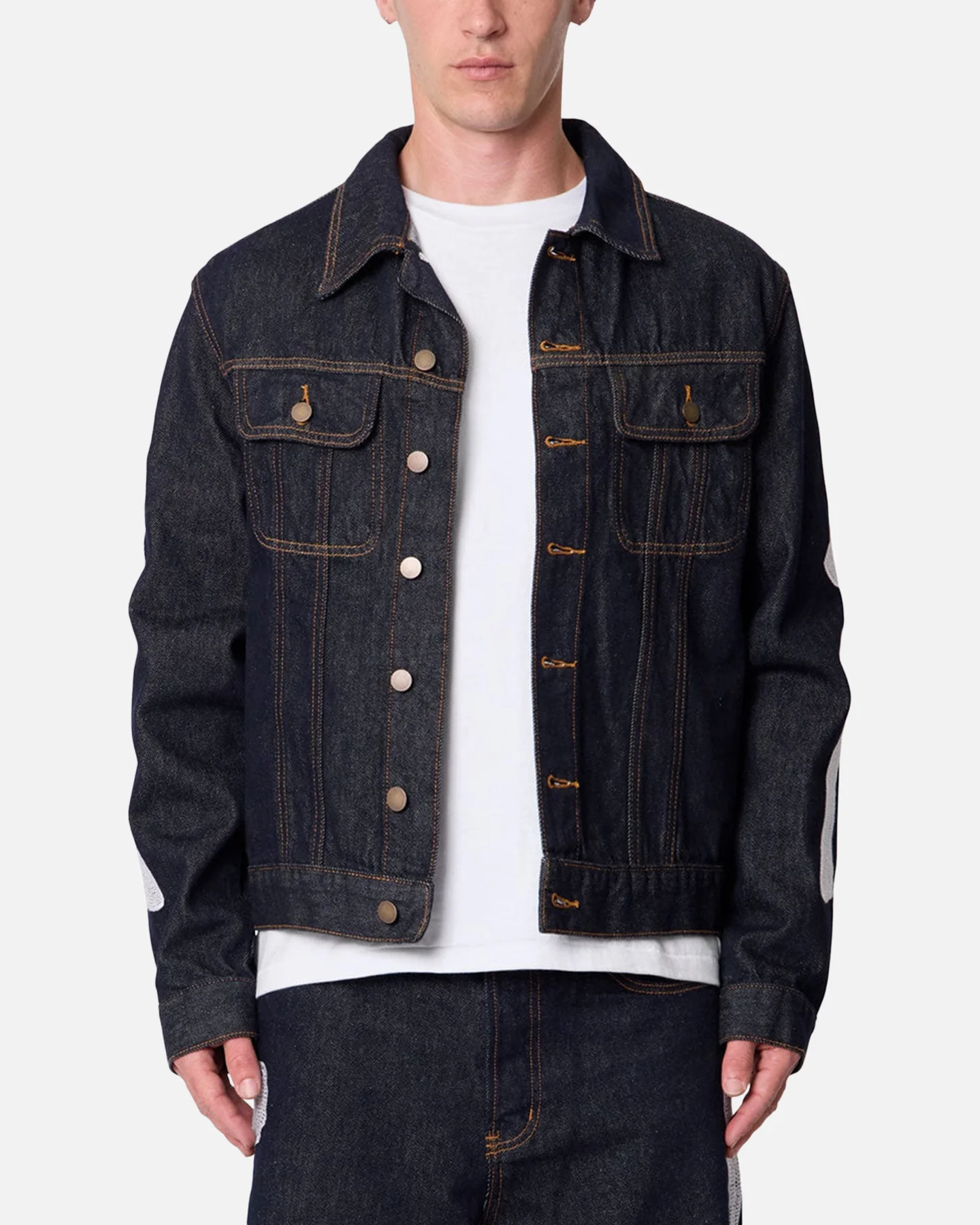 MNML Raw Skeleton Trucker Jacket Rinse Indigo