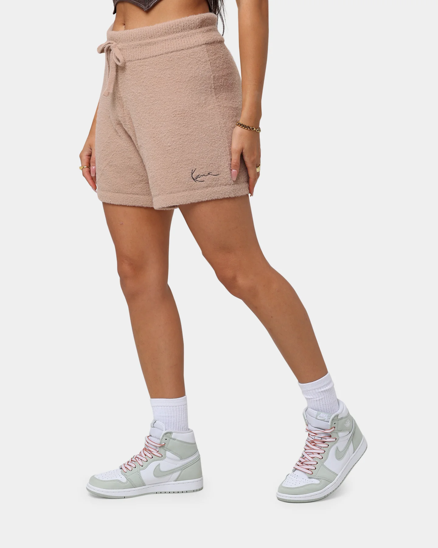 Karl Kani Women's Small Signature Shorts Taupe