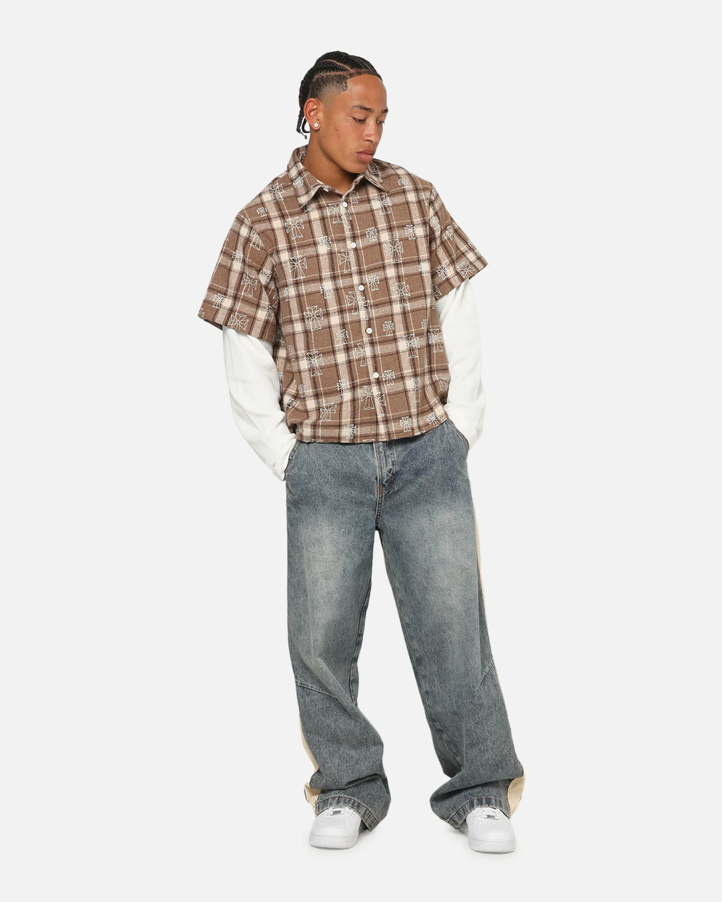 Saint Morta Sanctuary Layered Button Up Shirt Brown