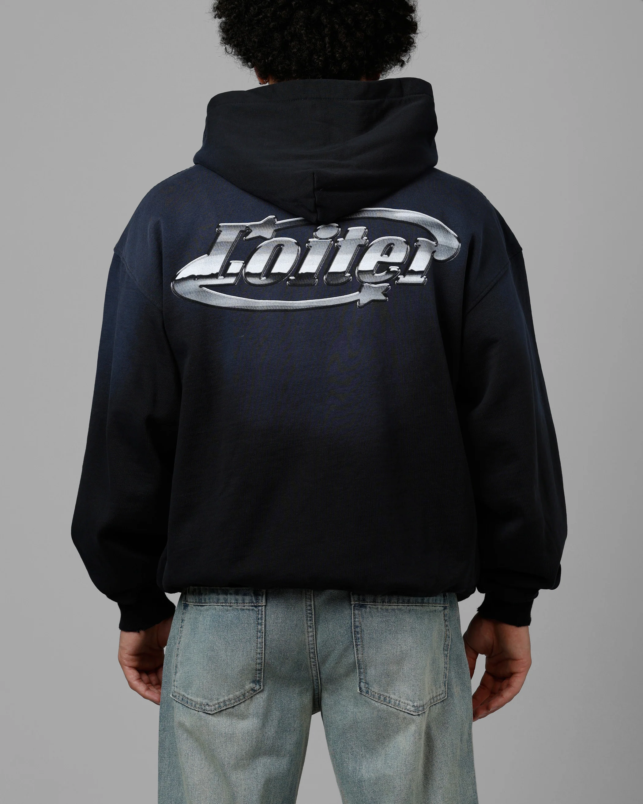 Loiter Chrome Logo Zip Hoodie Vintage Black