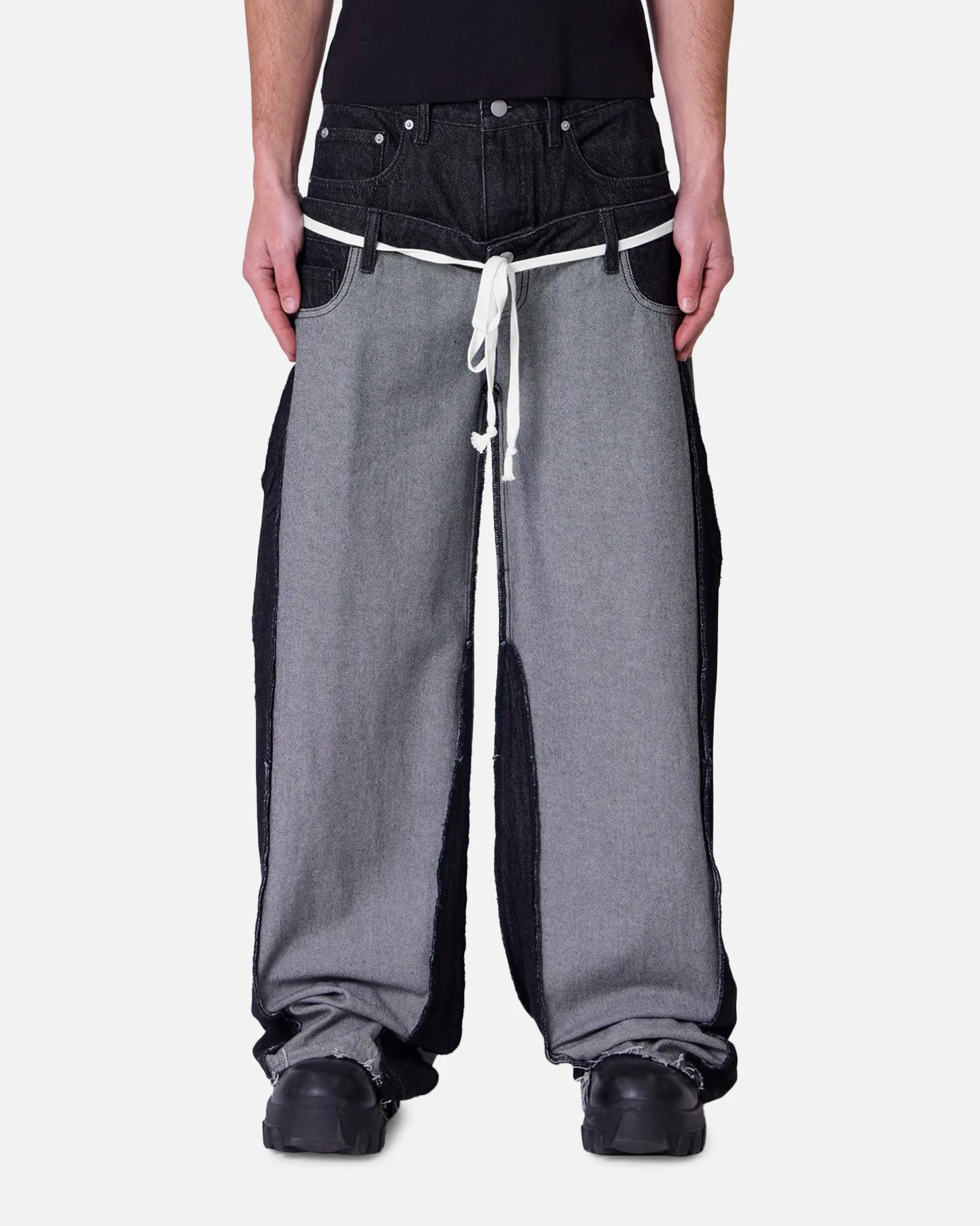 MNML Inside Out Slip Off Denim Pants Washed Black