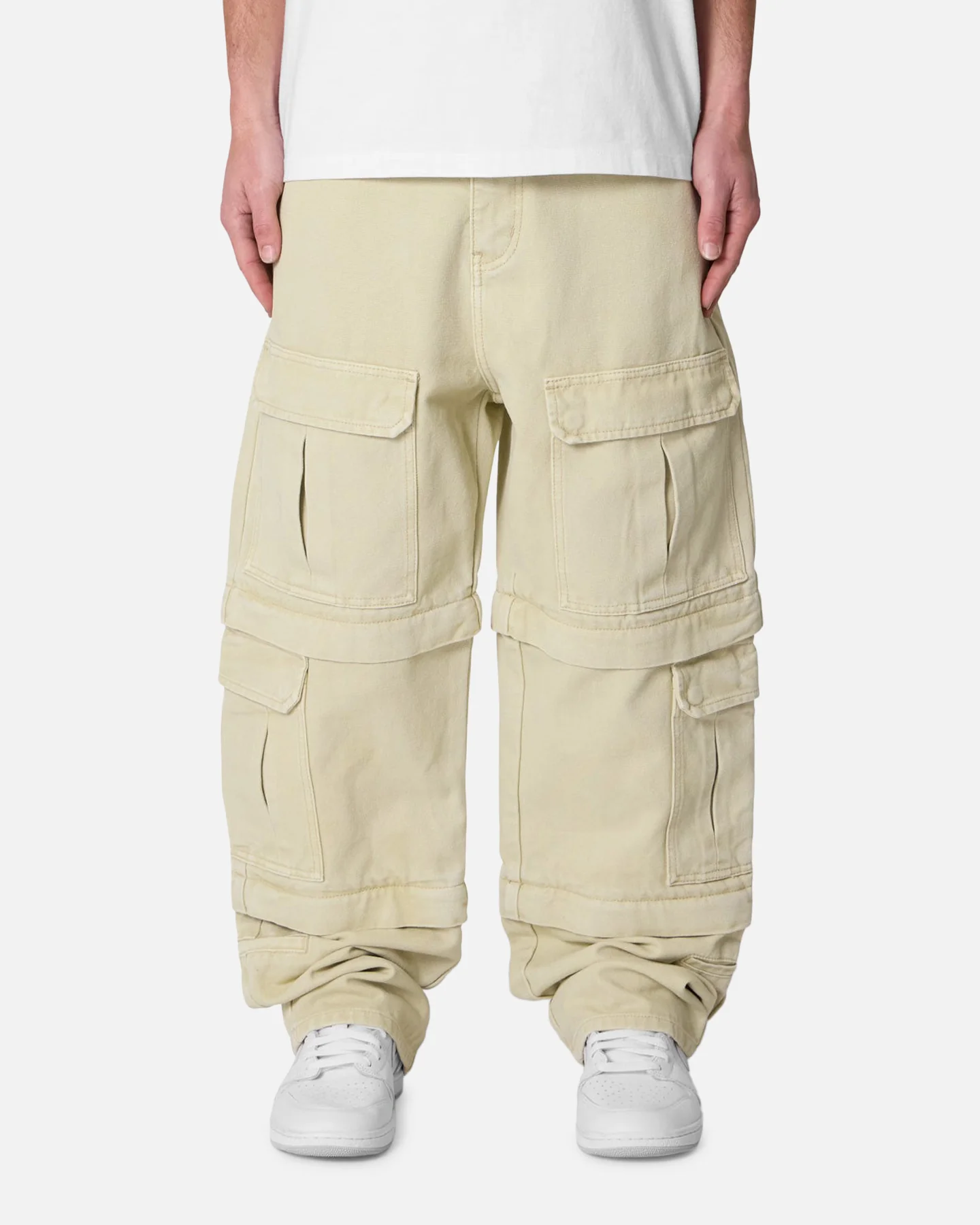 MNML Ultra Baggy Channel Cargo Denim Pants Tan